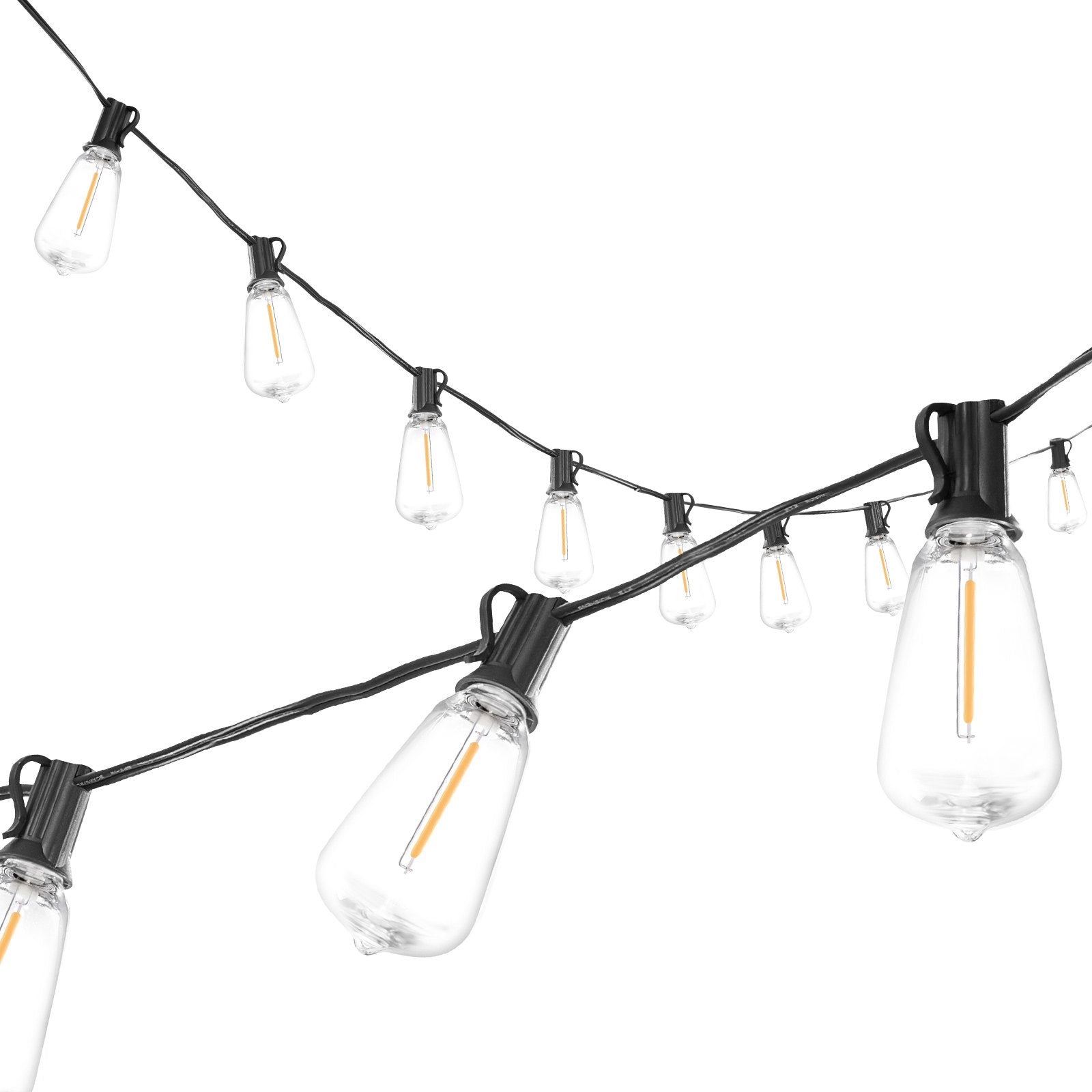 200FT LED Outdoor String Lights - 2700K Dimmable, 100 Shatterproof ST38 Bulbs, E12 Base, Waterproof for Patio, Garden, Balcony, Party Decor