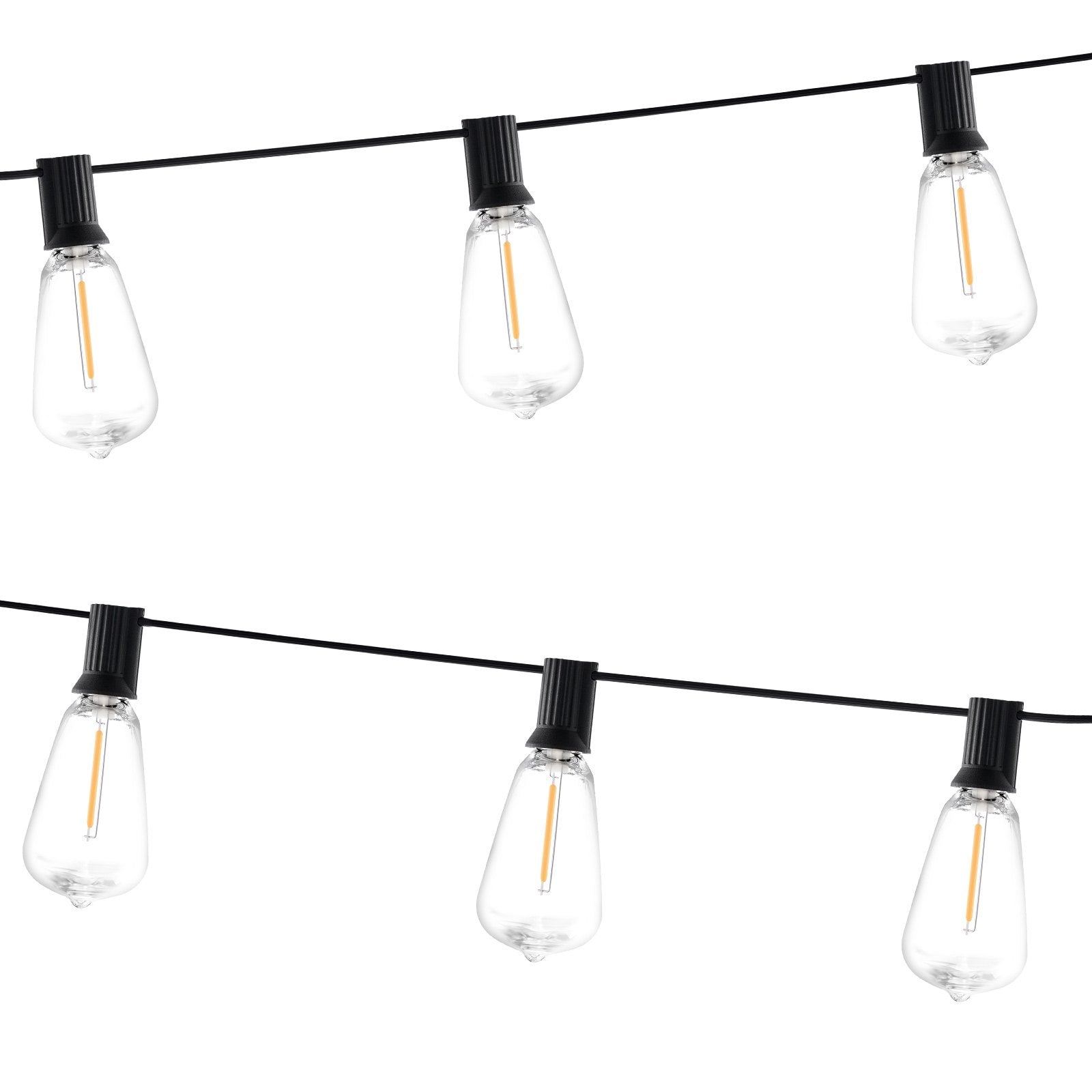 200FT LED Outdoor String Lights - 2700K Dimmable, 100 Shatterproof ST38 Bulbs, E12 Base, Waterproof for Patio, Garden, Balcony, Party Decor