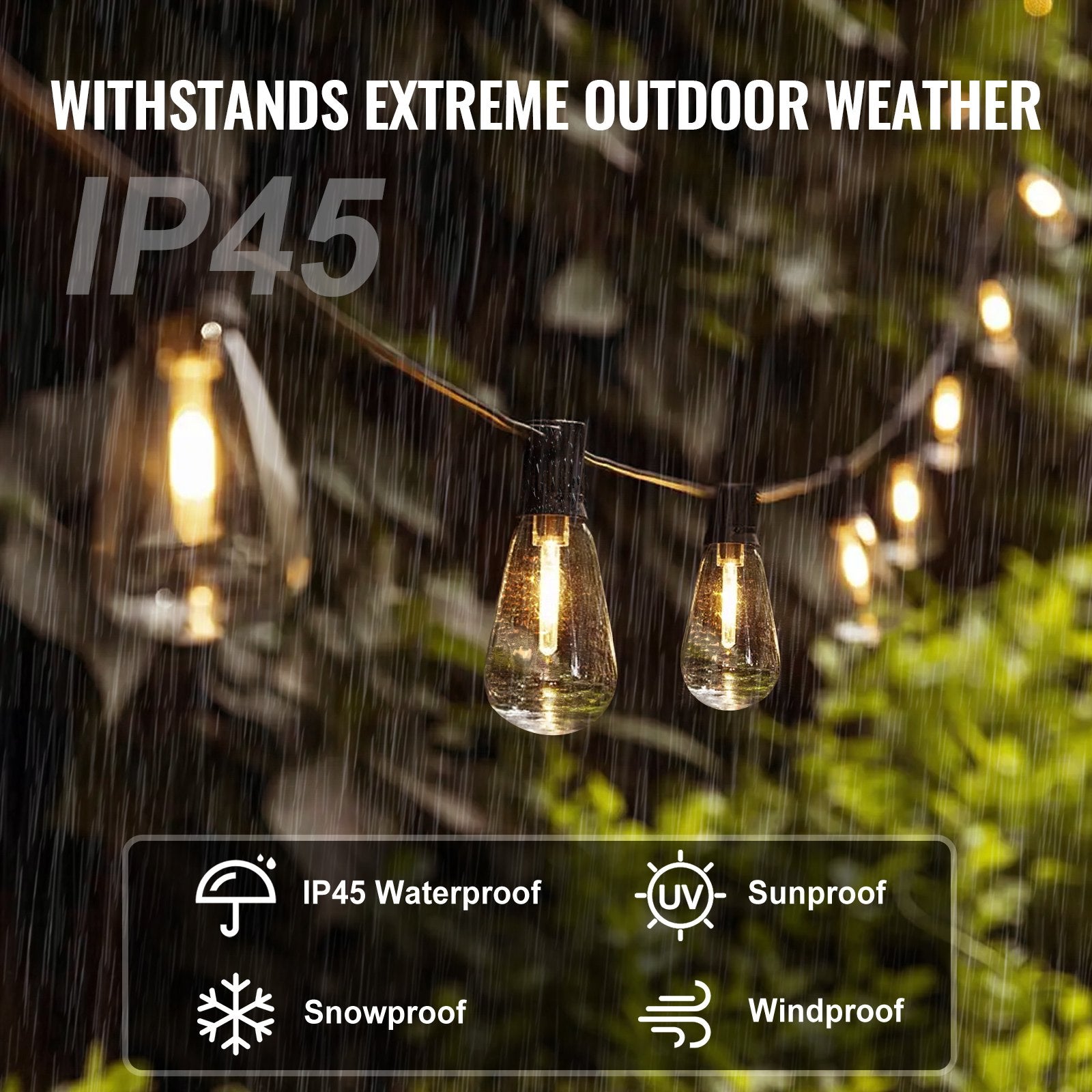 50FT LED Outdoor String Lights, 2700K Dimmable Patio Decor, Waterproof S14 Shatterproof Bulbs, E12 Base for Porch, Backyard, Garden, Deck, Balcony Party Lighting