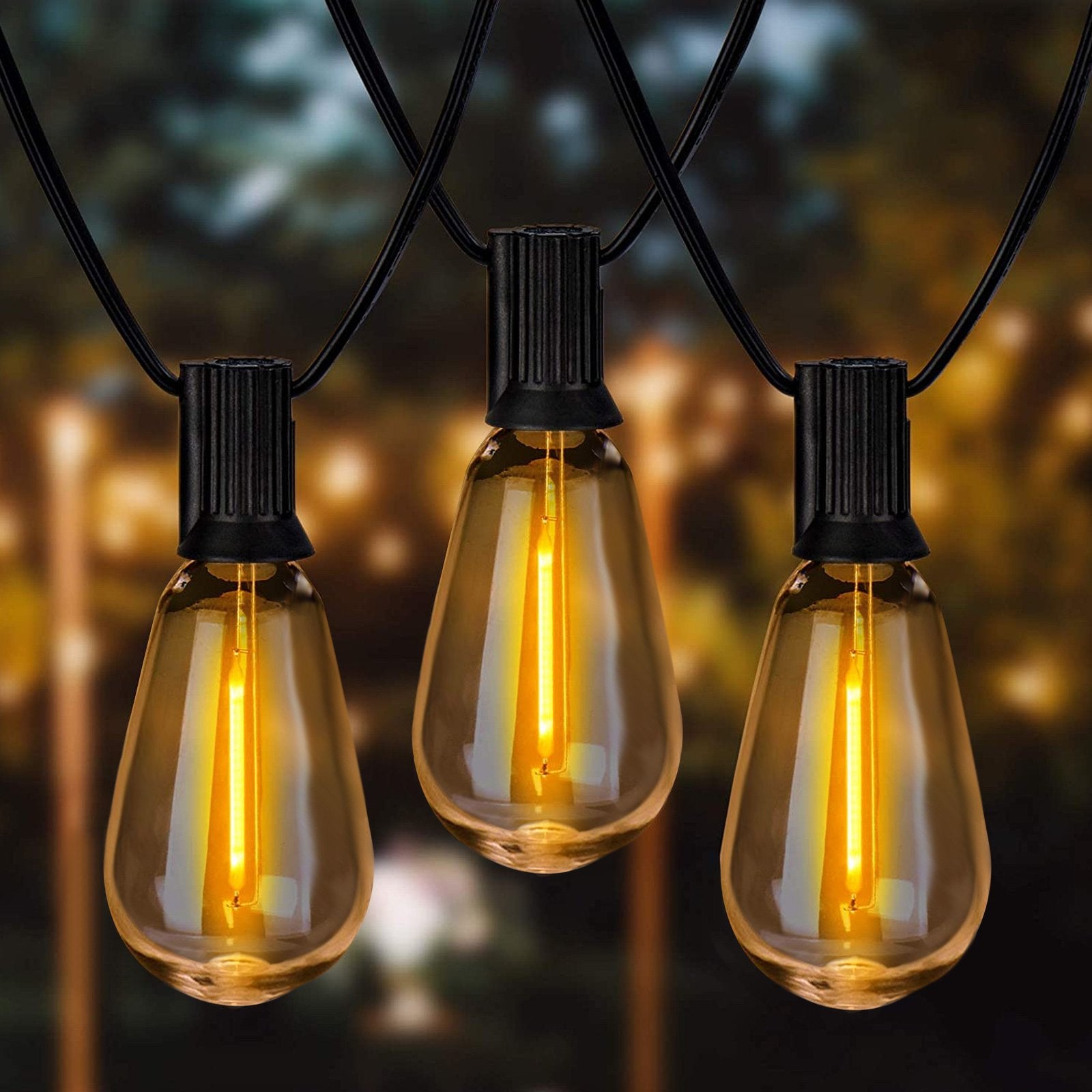 50FT LED Outdoor String Lights, 2700K Dimmable Patio Decor, Waterproof S14 Shatterproof Bulbs, E12 Base for Porch, Backyard, Garden, Deck, Balcony Party Lighting