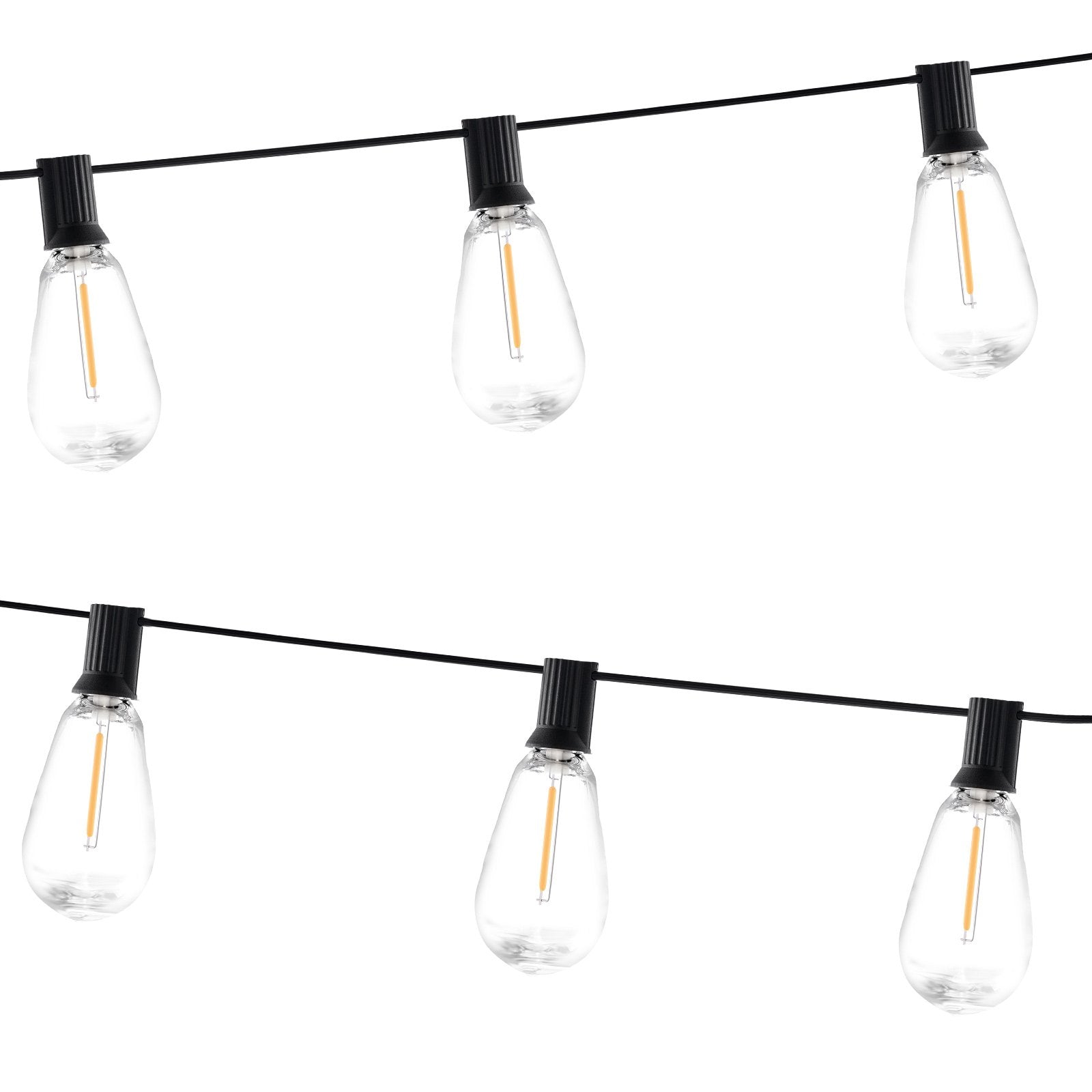 50FT LED Outdoor String Lights, 2700K Dimmable Patio Decor, Waterproof S14 Shatterproof Bulbs, E12 Base for Porch, Backyard, Garden, Deck, Balcony Party Lighting
