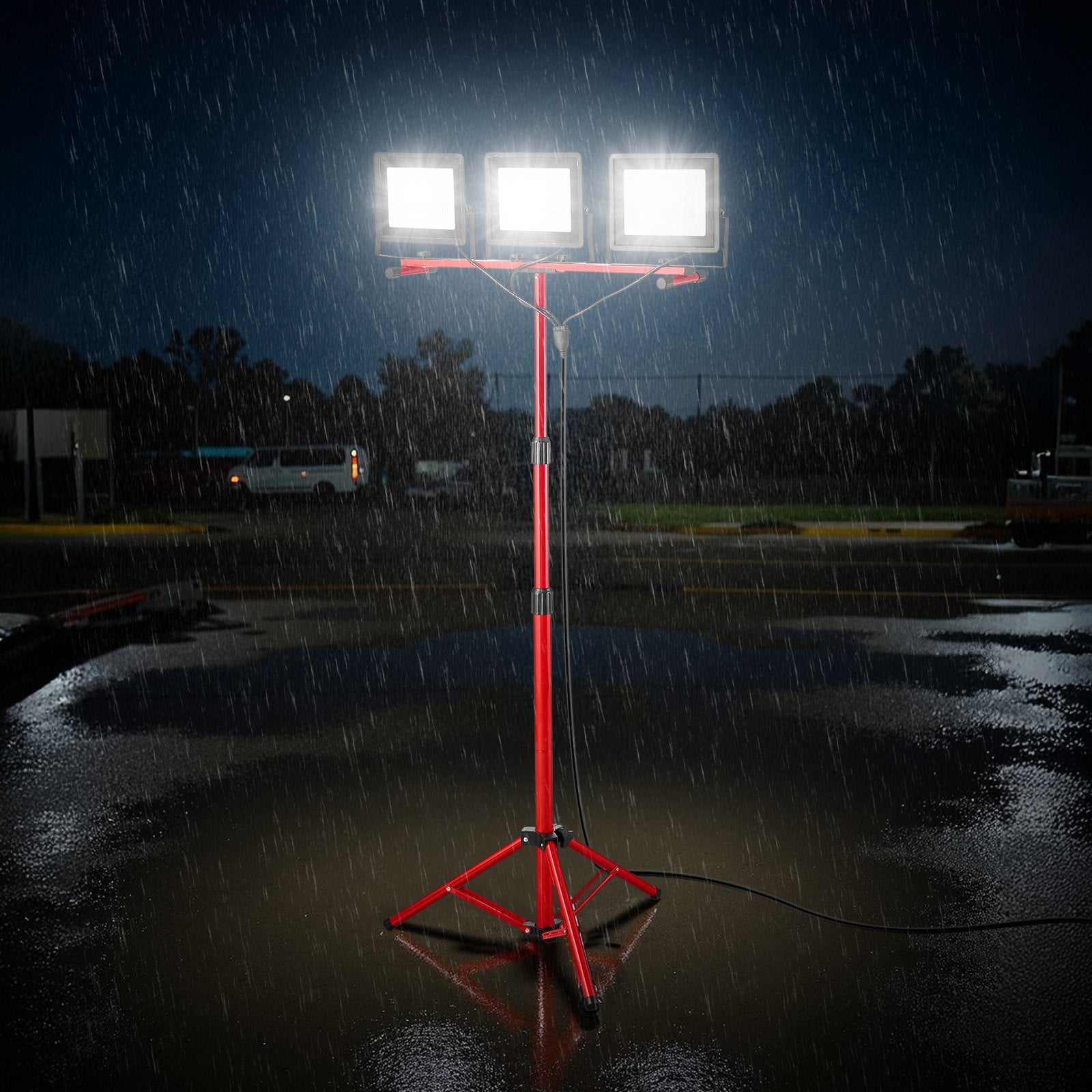 High-Intensity LED Work Light with Tripod Stand - 21,000 Lumens, Waterproof, Adjustable Heads, 10.83 ft Cord for Indoor/Outdoor Construction & Camping