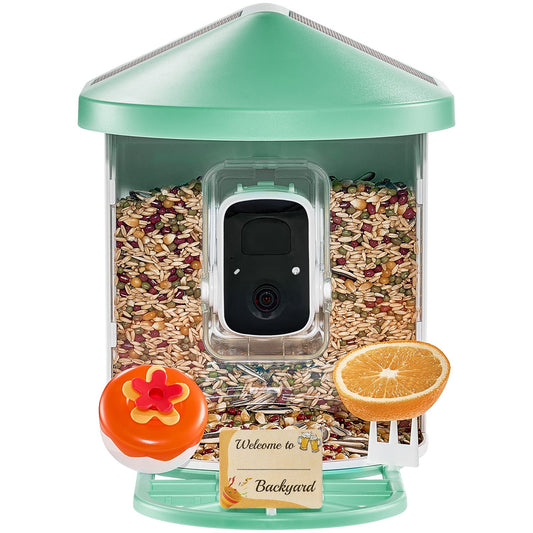 Smart Bird Feeder with 2K HD Camera, AI Identifies 10,000+ Species, Solar-Powered, Wireless, Auto Capture & Notify, Ideal Gift for Bird Lovers