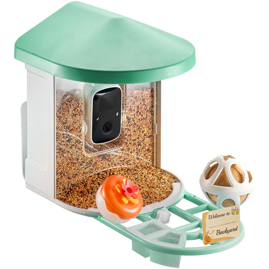 Solar-Powered Smart Bird Feeder with 2K HD Camera, AI Identifies 10,000+ Species, Auto Capture & Alerts, Remote Control, Ideal Gift for Bird Enthusiasts