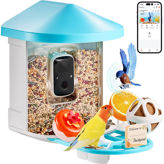 Solar-Powered Smart Bird Feeder with 2K HD Camera, AI Identifies 10,000+ Species, App Control, Squirrel-Proof, Ideal Gift for Bird Enthusiasts