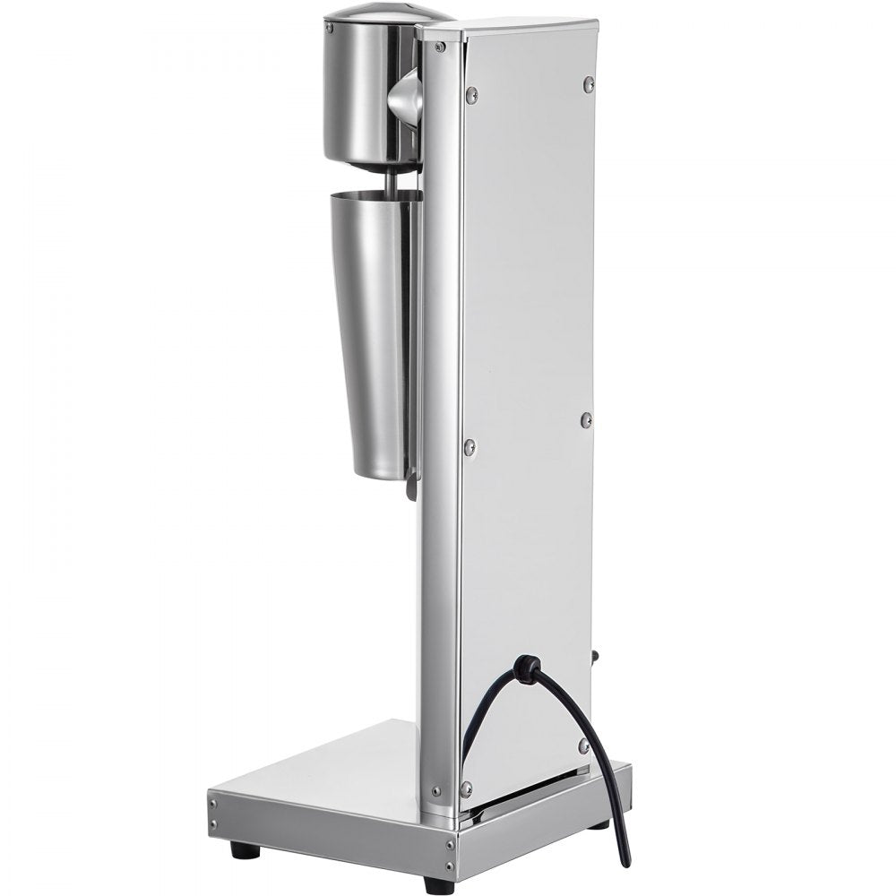Electric Stainless Steel Milkshake Machine with 800ml Cup and Dual Speed Settings, 180W Single Head Classic Design in Silver