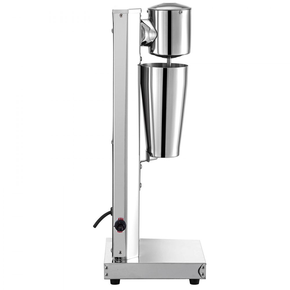 Electric Stainless Steel Milkshake Machine with 800ml Cup and Dual Speed Settings, 180W Single Head Classic Design in Silver