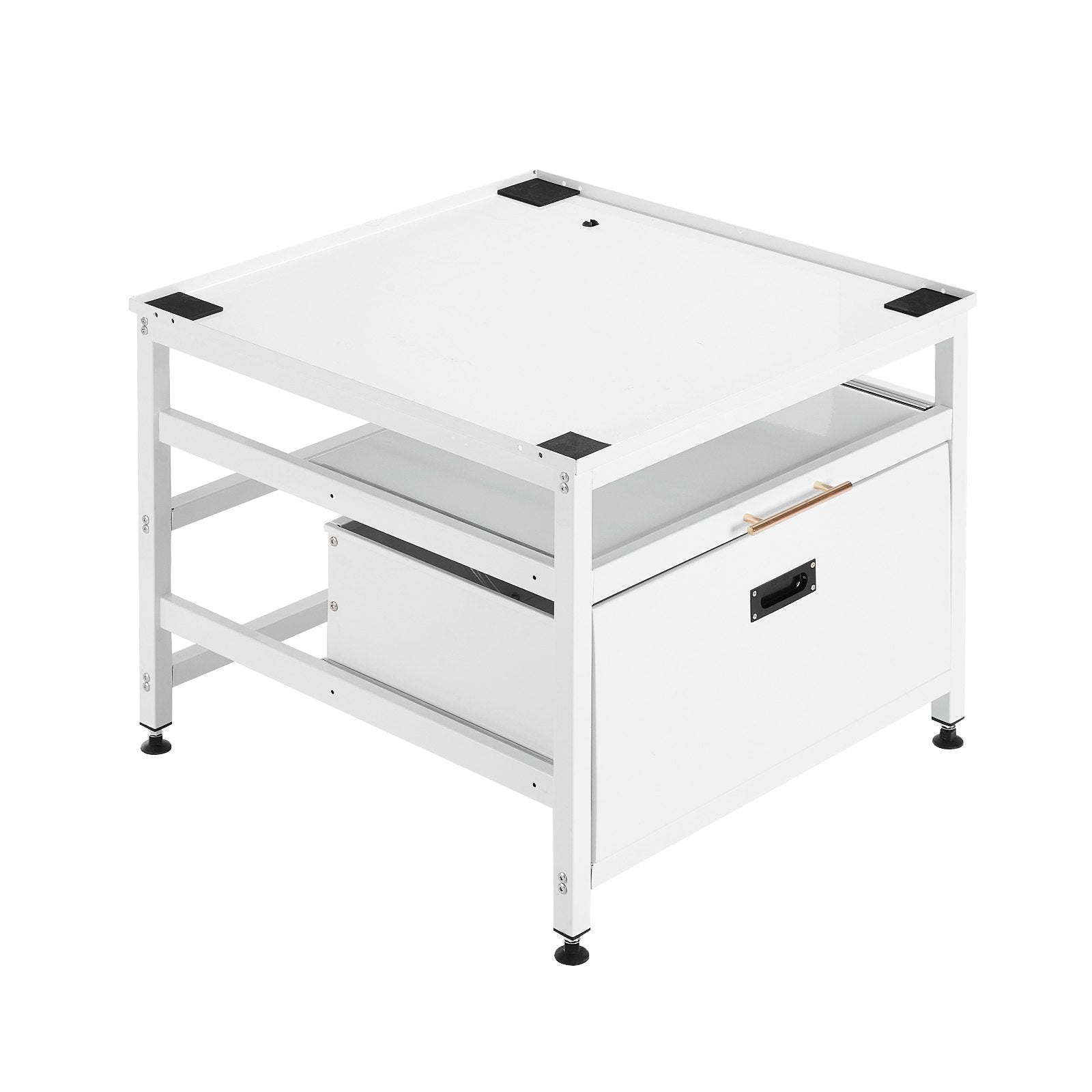 Universal White Laundry Pedestal: 23" Height, 29"x29" Washer Dryer Stand with Pull-out Tray, 700 lbs Capacity, Non-Slip Feet, Storage Space