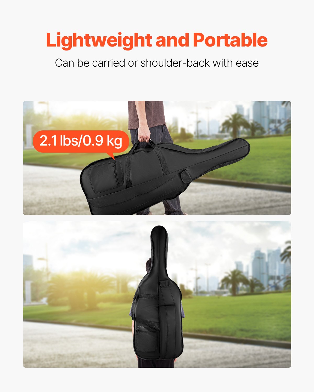 4/4 Full Size Cello Case, Lightweight Waterproof Nylon with Dual Straps, Anti-Scratch, Travel-Friendly Cello Bag, Black