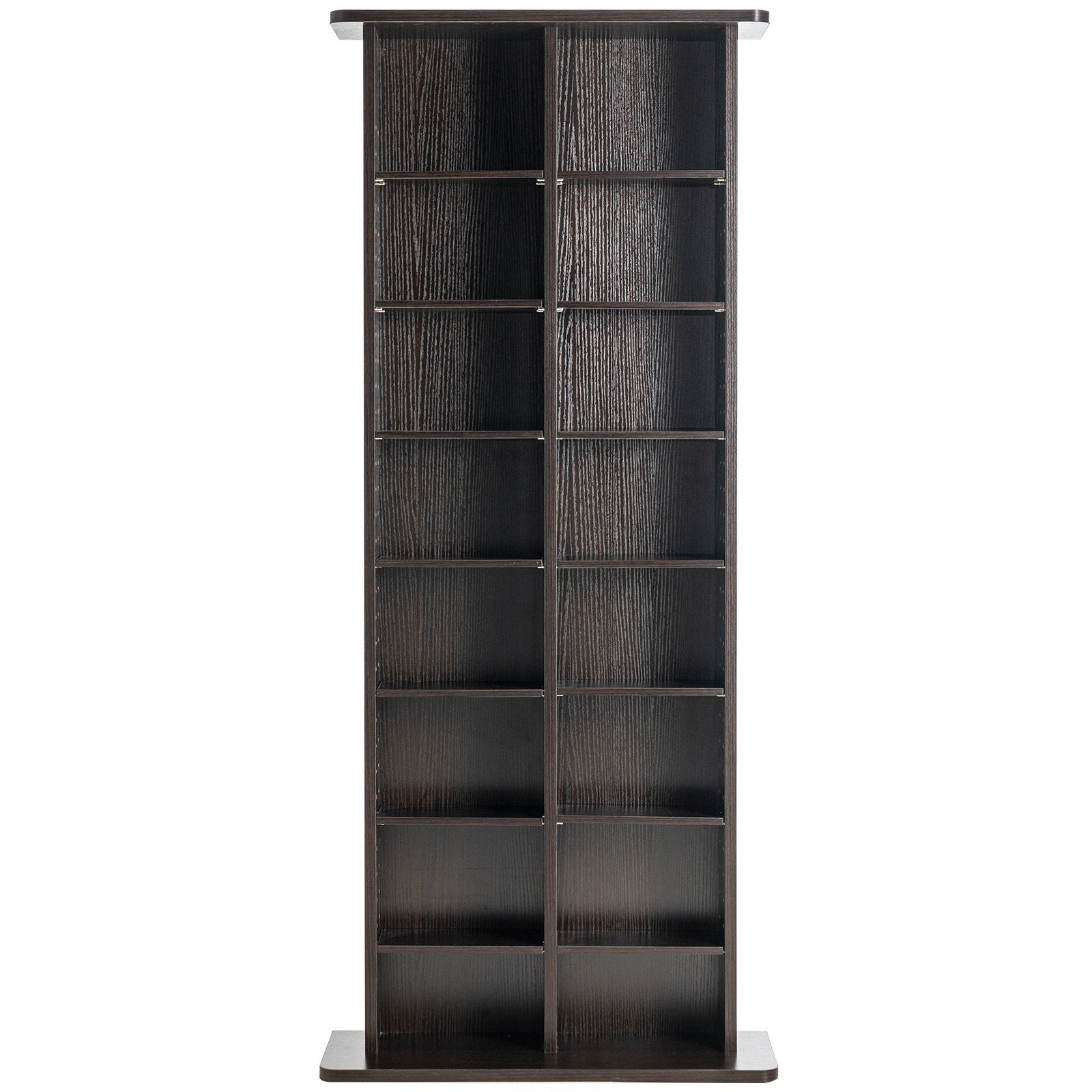 Espresso Media Storage Cabinet with 8 Adjustable DVD Shelves, 16 Compartments for CDs, Movies, Games, Anti-tip Design, Holds 464 CDs