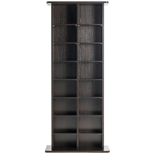 Espresso Media Storage Cabinet with 8 Adjustable DVD Shelves, 16 Compartments for CDs, Movies, Games, Anti-tip Design, Holds 464 CDs