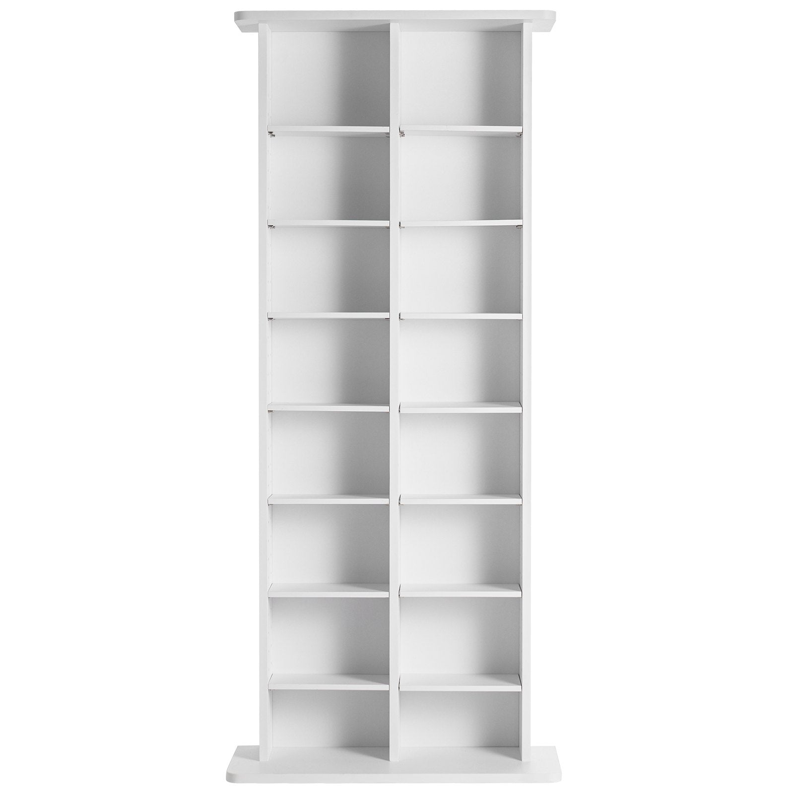 White Media Storage Cabinet with 8 Adjustable Shelves for 464 CDs, Organizes Music, Movies, Video Games & Memorabilia Collections