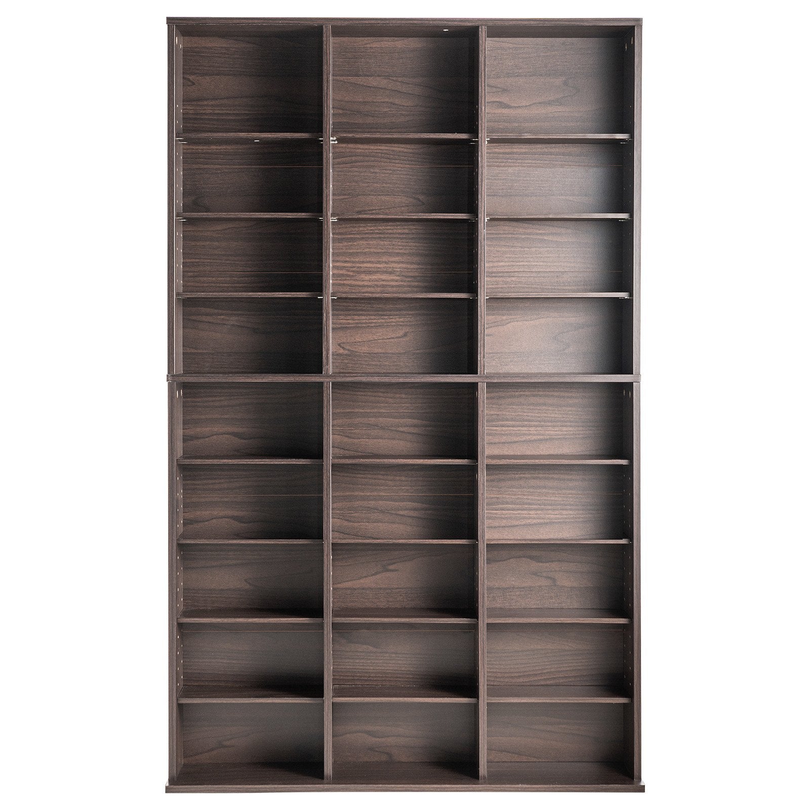 Espresso 9-Layer Media Storage Cabinet with Adjustable 27 Compartments for CDs, DVDs, Video Games, and Memorabilia Organization