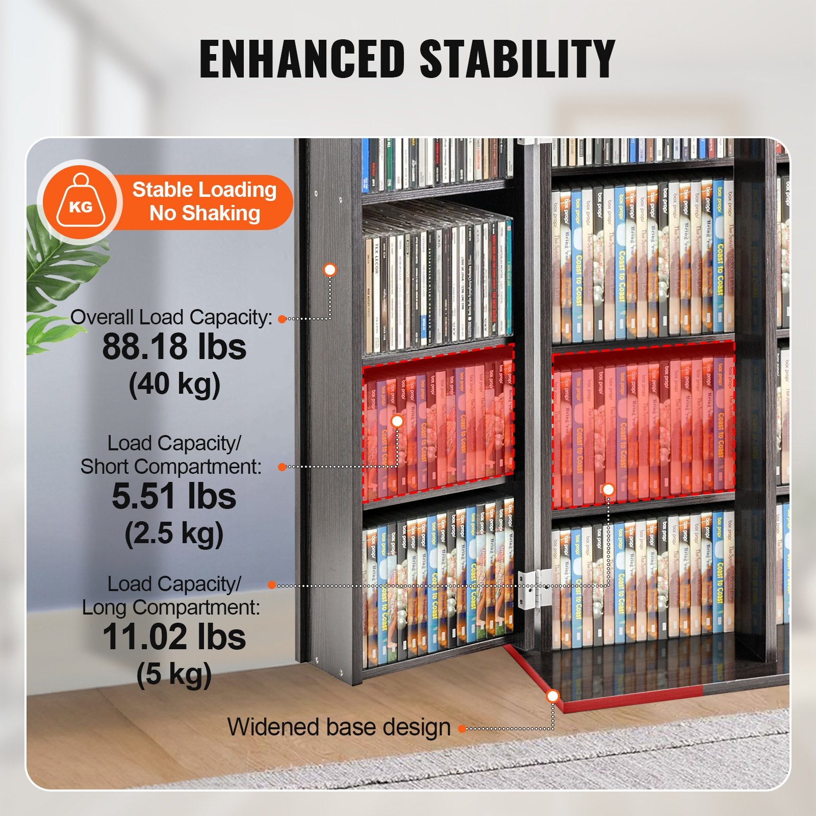 Espresso Media Storage Cabinet with Adjustable Shelves - Organize & Protect 576 CDs, DVDs, Games - Anti-Tip Design, Multi-Functional, Easy Assembly
