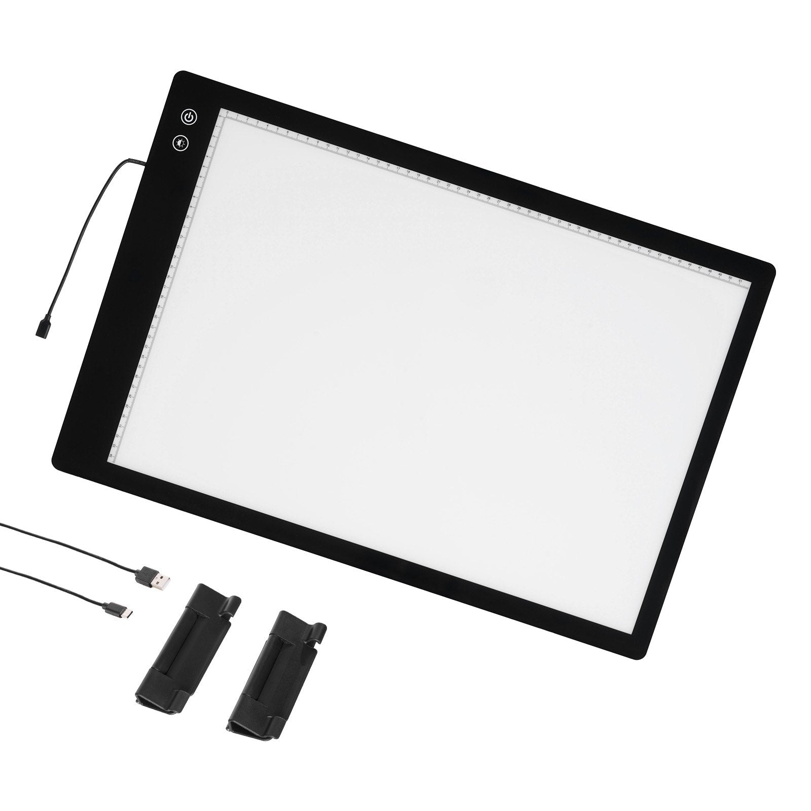 Rechargeable A2 LED Light Pad with 6-Level Dimmable Brightness for Tracing, Diamond Painting, Sketching, Animation, and Stenciling - Portable, Eye-Care, Type-C Charging, Black