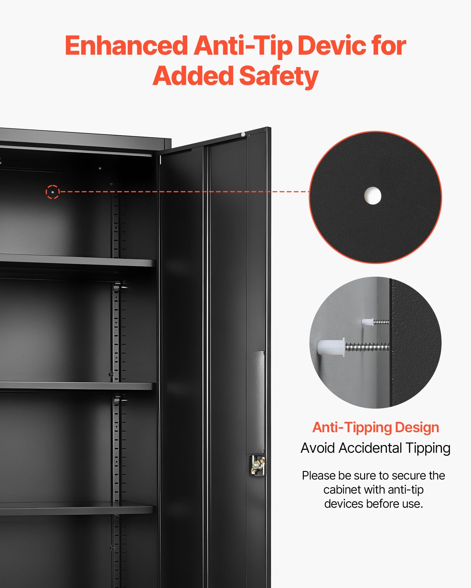 Black Lockable Steel Storage Cabinet with 5 Tiers, 4 Adjustable Shelves, Magnetic Doors for Garage, Office, Basement, Laundry, Warehouse Use