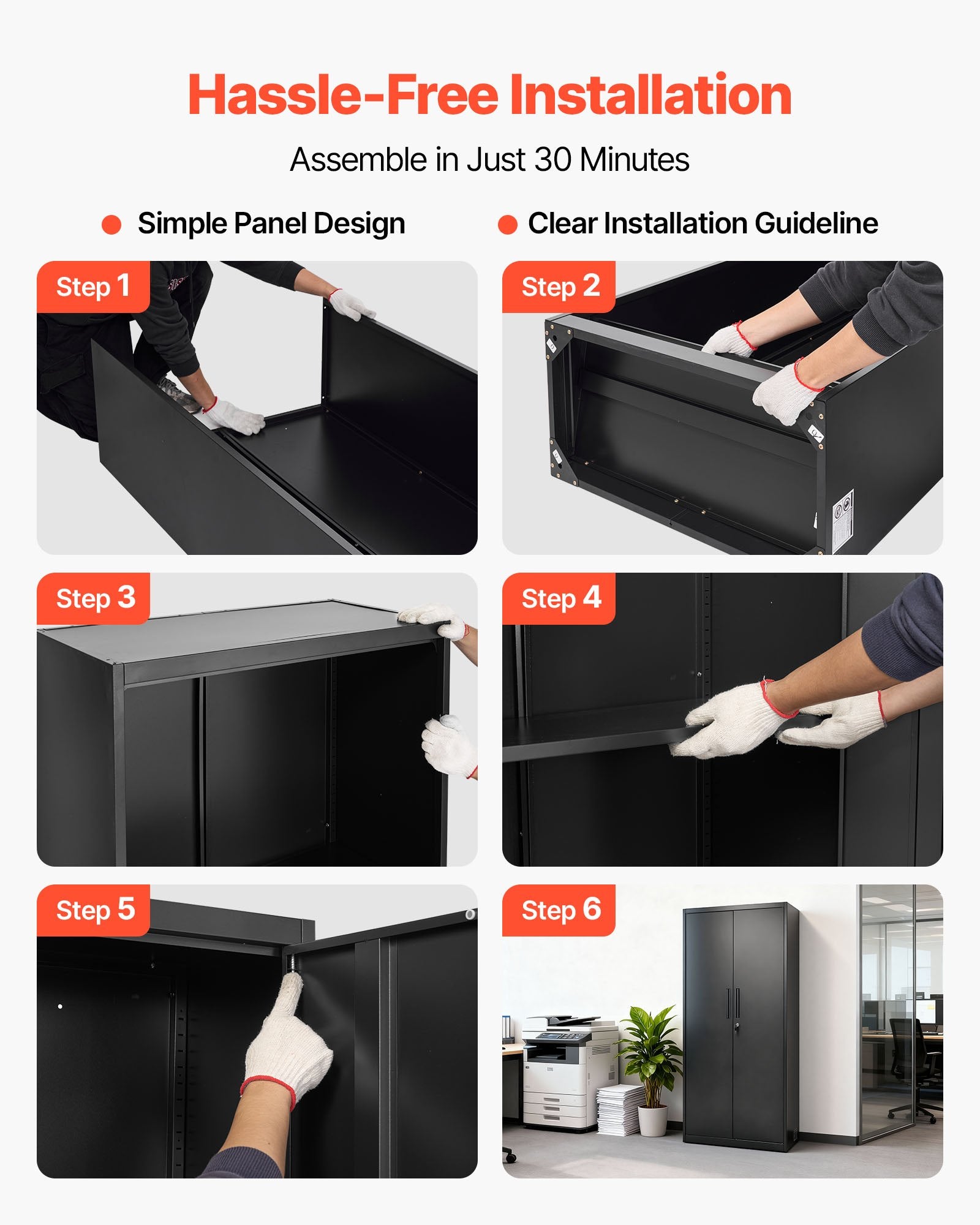 Black Lockable Steel Storage Cabinet with 5 Tiers, 4 Adjustable Shelves, Magnetic Doors for Garage, Office, Basement, Laundry, Warehouse Use