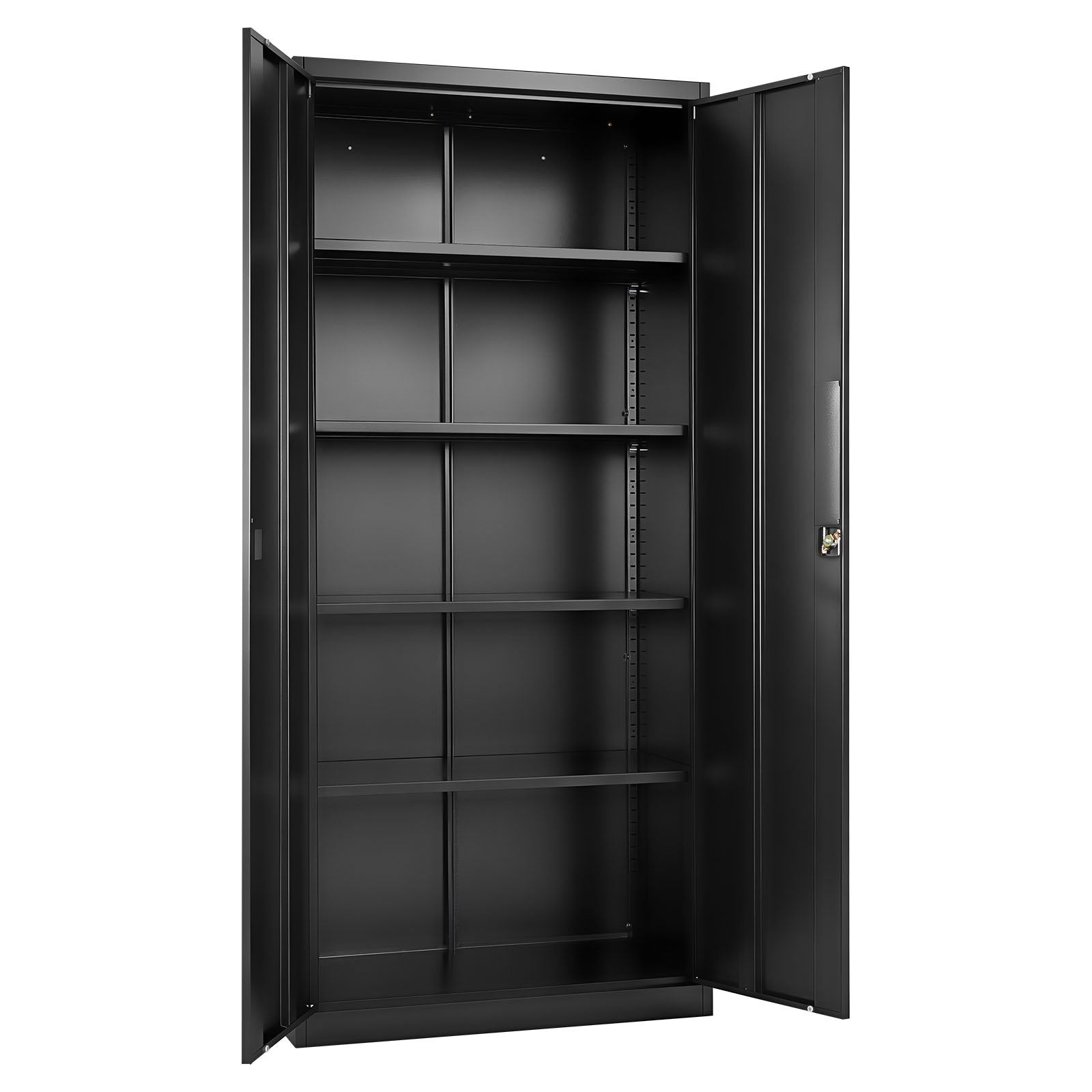 Black Lockable Steel Storage Cabinet with 5 Tiers, 4 Adjustable Shelves, Magnetic Doors for Garage, Office, Basement, Laundry, Warehouse Use