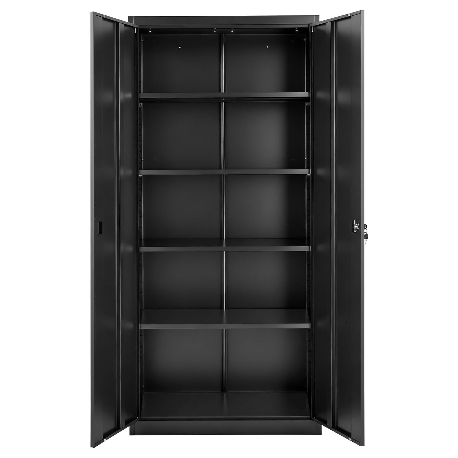 Black Lockable Steel Storage Cabinet with 5 Tiers, 4 Adjustable Shelves, Magnetic Doors for Garage, Office, Basement, Laundry, Warehouse Use