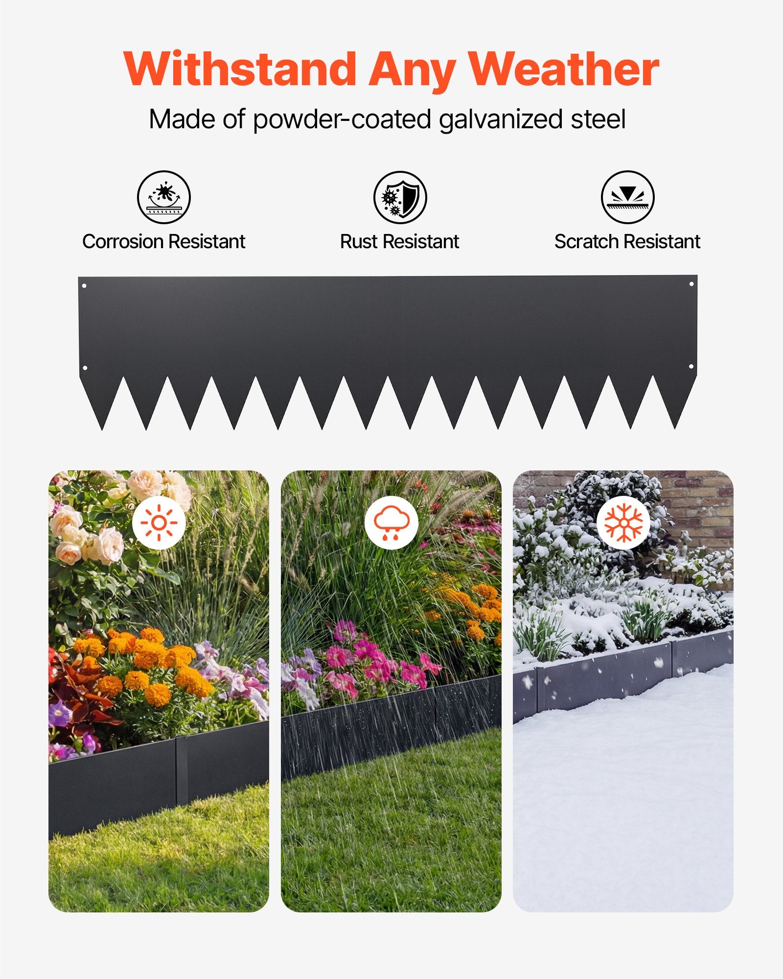 Durable Black Galvanized Steel Landscape Edging, 6-Pack - 40x10 Inch with Wavy Teeth, Perfect for Garden Borders and Pathways, Easy Installation