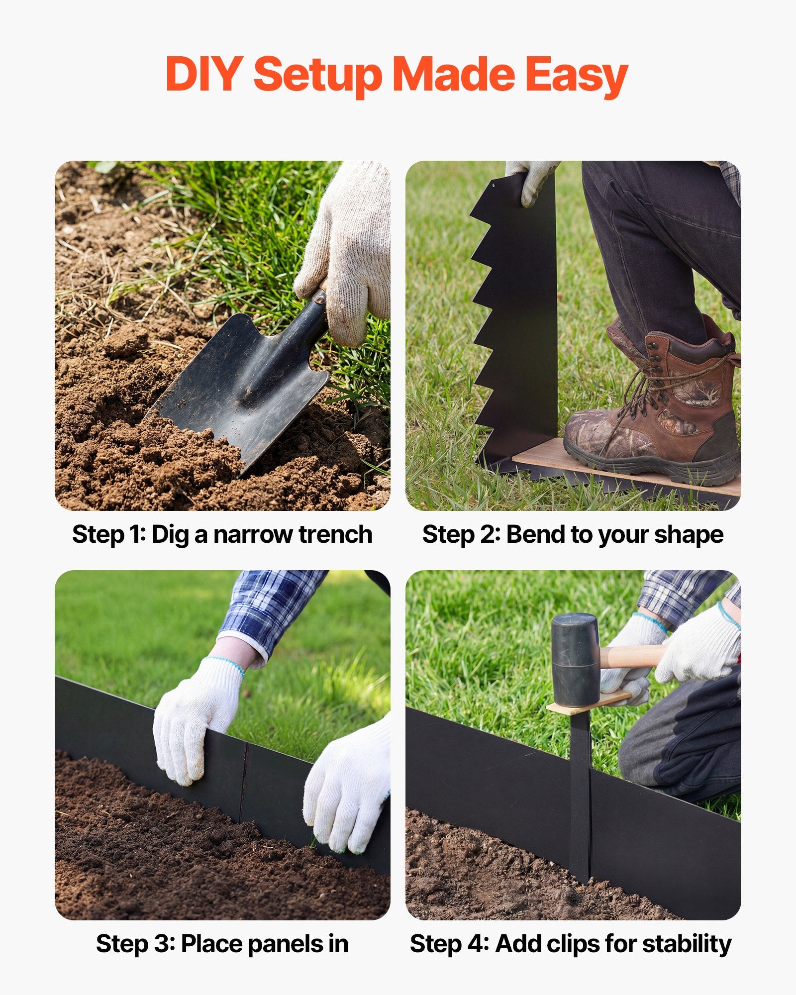 Durable Black Galvanized Steel Landscape Edging, 6-Pack - 40x10 Inch with Wavy Teeth, Perfect for Garden Borders and Pathways, Easy Installation