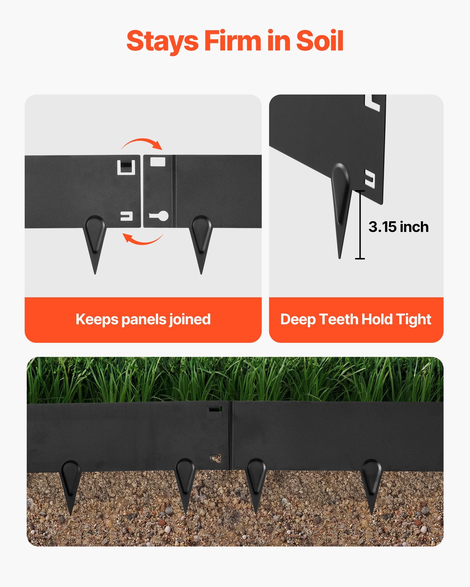 Heavy Duty Galvanized Steel Landscape Edging 6-Pack - Easy Install Metal Garden Border for Flower Beds, Yard Paths, Includes Gloves
