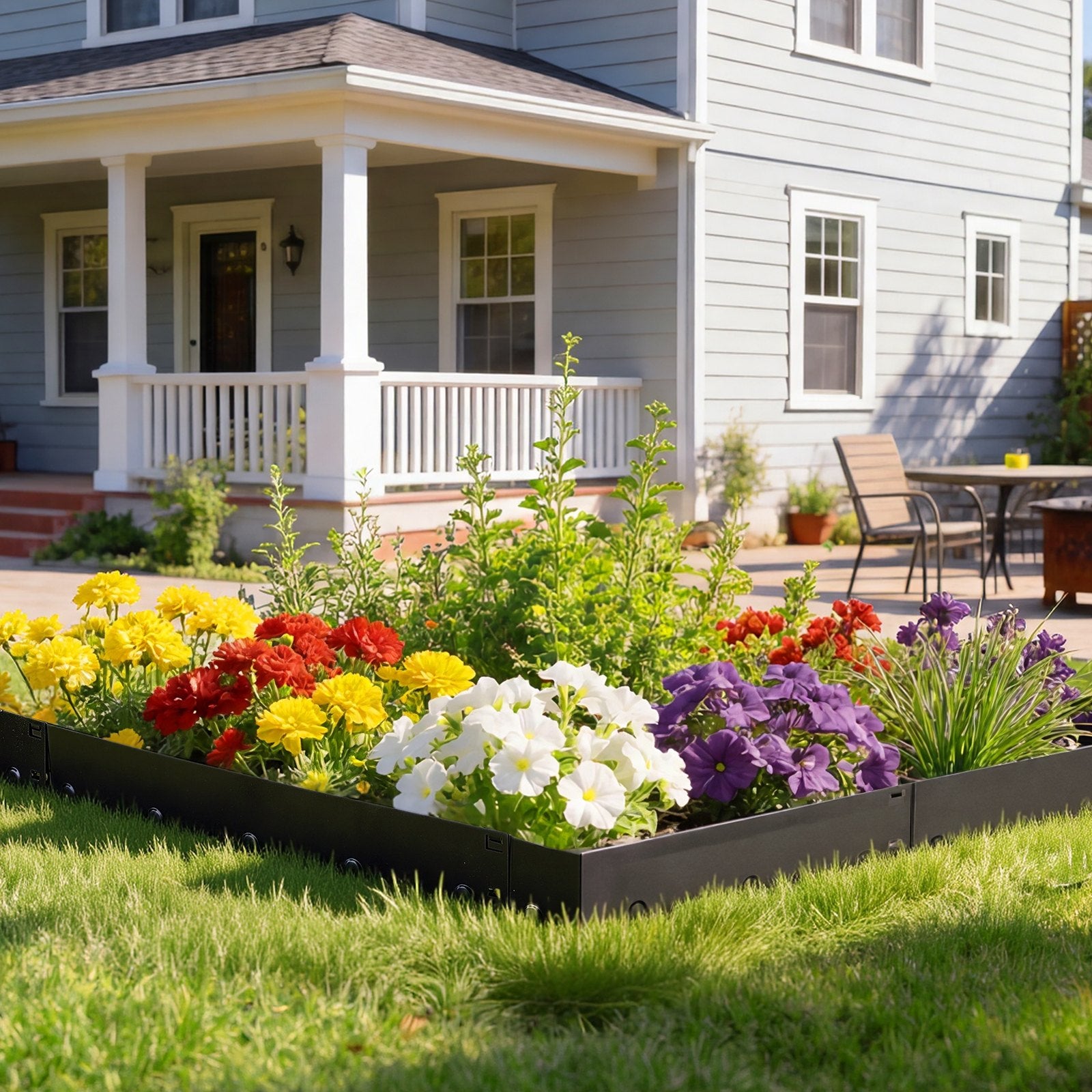 Heavy Duty Galvanized Steel Landscape Edging 6-Pack - Easy Install Metal Garden Border for Flower Beds, Yard Paths, Includes Gloves
