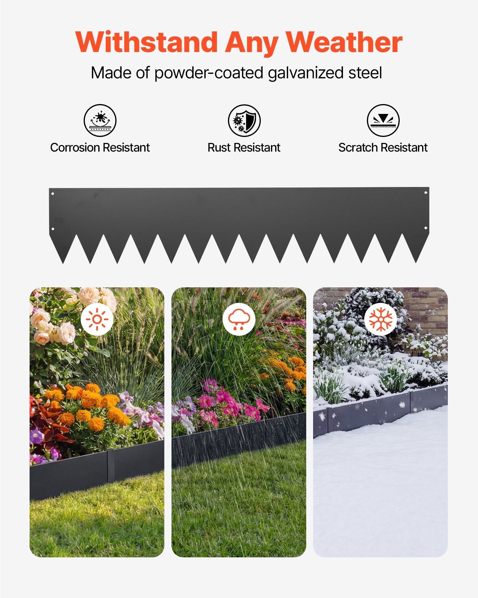Galvanized Steel Garden Edging Kit, 12-Pack 40"x8" Panels with 14 Clips, Heavy Duty Metal Border for Landscaping, Flower Beds, and Pathways, Black