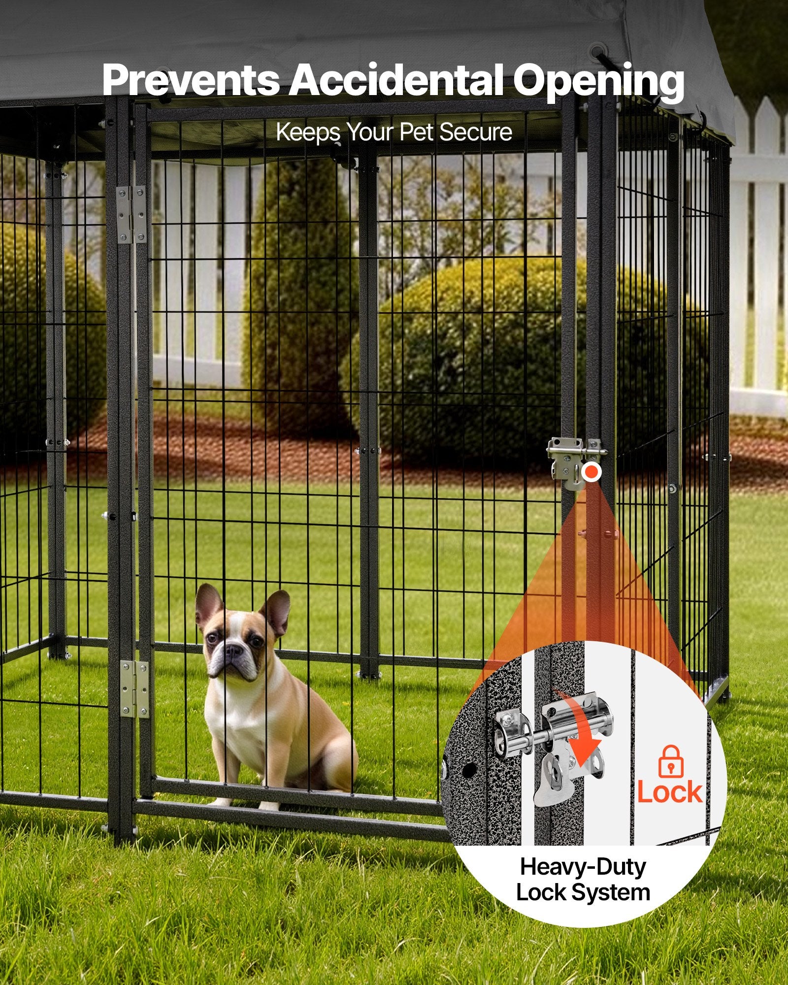 Spacious Outdoor Dog Kennel with Secure Lock, UV-Resistant & Waterproof Roof, Heavy Duty Enclosure for Large Dogs, Easy Install, All-Weather Protection