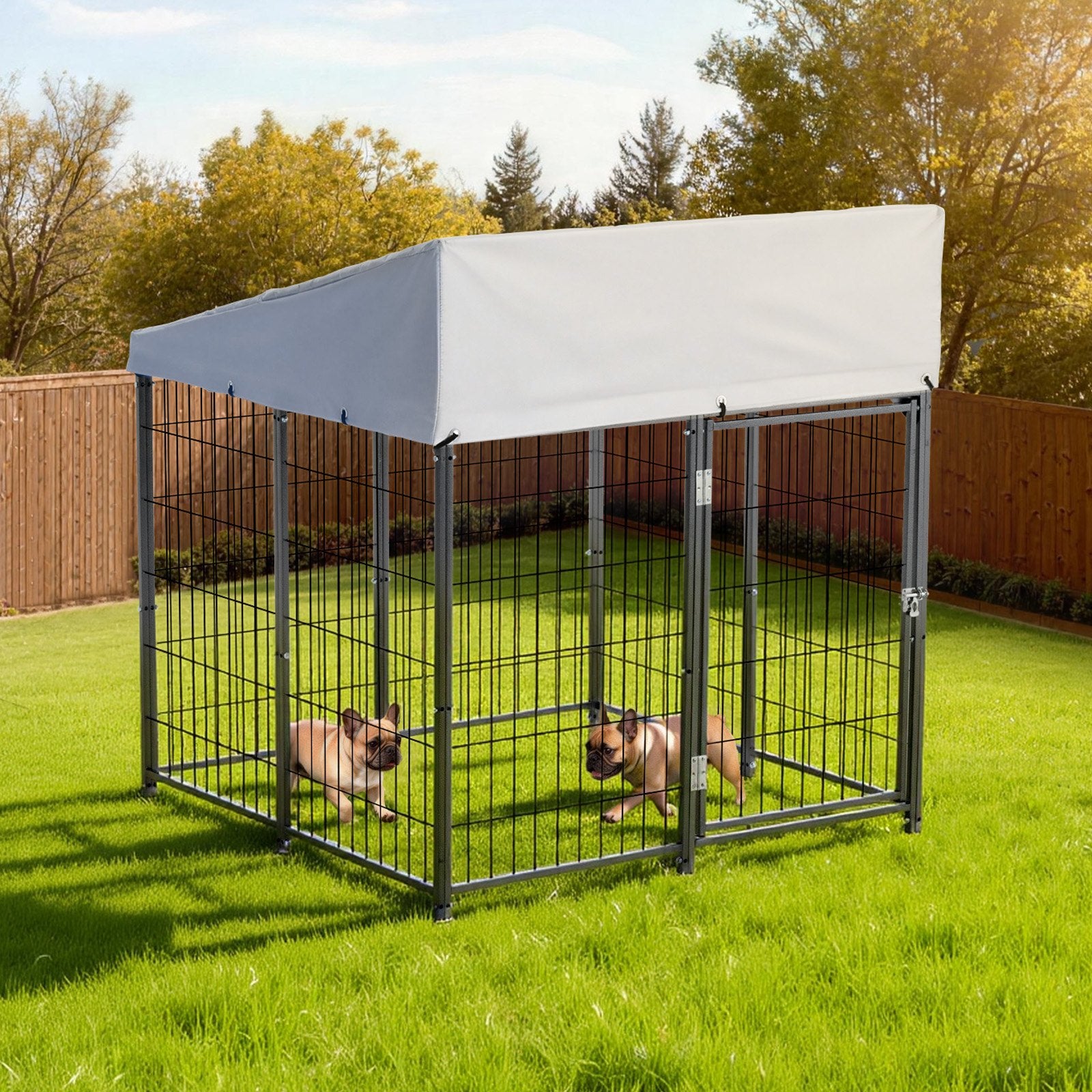 Spacious Outdoor Dog Kennel with Secure Lock, UV-Resistant & Waterproof Roof, Heavy Duty Enclosure for Large Dogs, Easy Install, All-Weather Protection