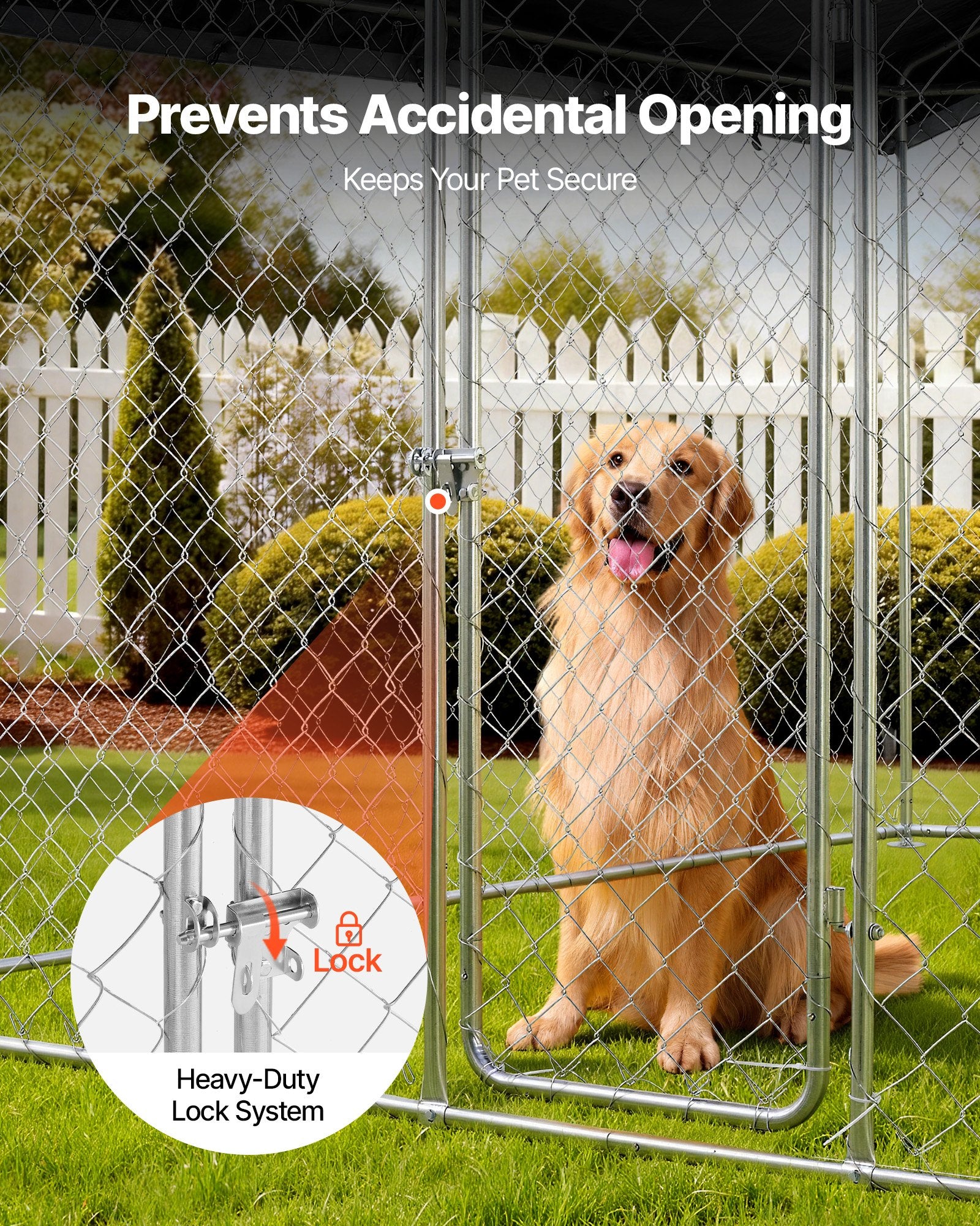 Spacious Outdoor Dog Kennel 9.84 x 9.84 x 7.05 ft with Secure Lock, UV-Resistant Roof, Waterproof & Heavy Duty Pet Crate for Large Dogs