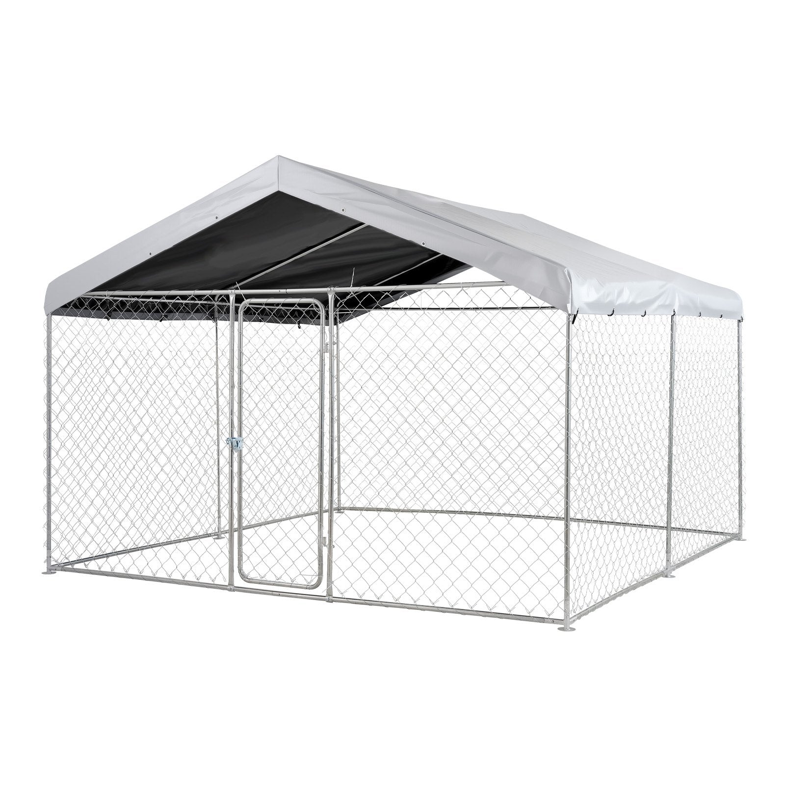 Spacious Outdoor Dog Kennel 9.84 x 9.84 x 7.05 ft with Secure Lock, UV-Resistant Roof, Waterproof & Heavy Duty Pet Crate for Large Dogs