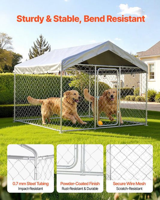 Spacious Outdoor Dog Kennel with Secure Lock, Weatherproof Roof, Heavy Duty Cage for Large Dogs - All-Weather, UV-Resistant, Easy Install