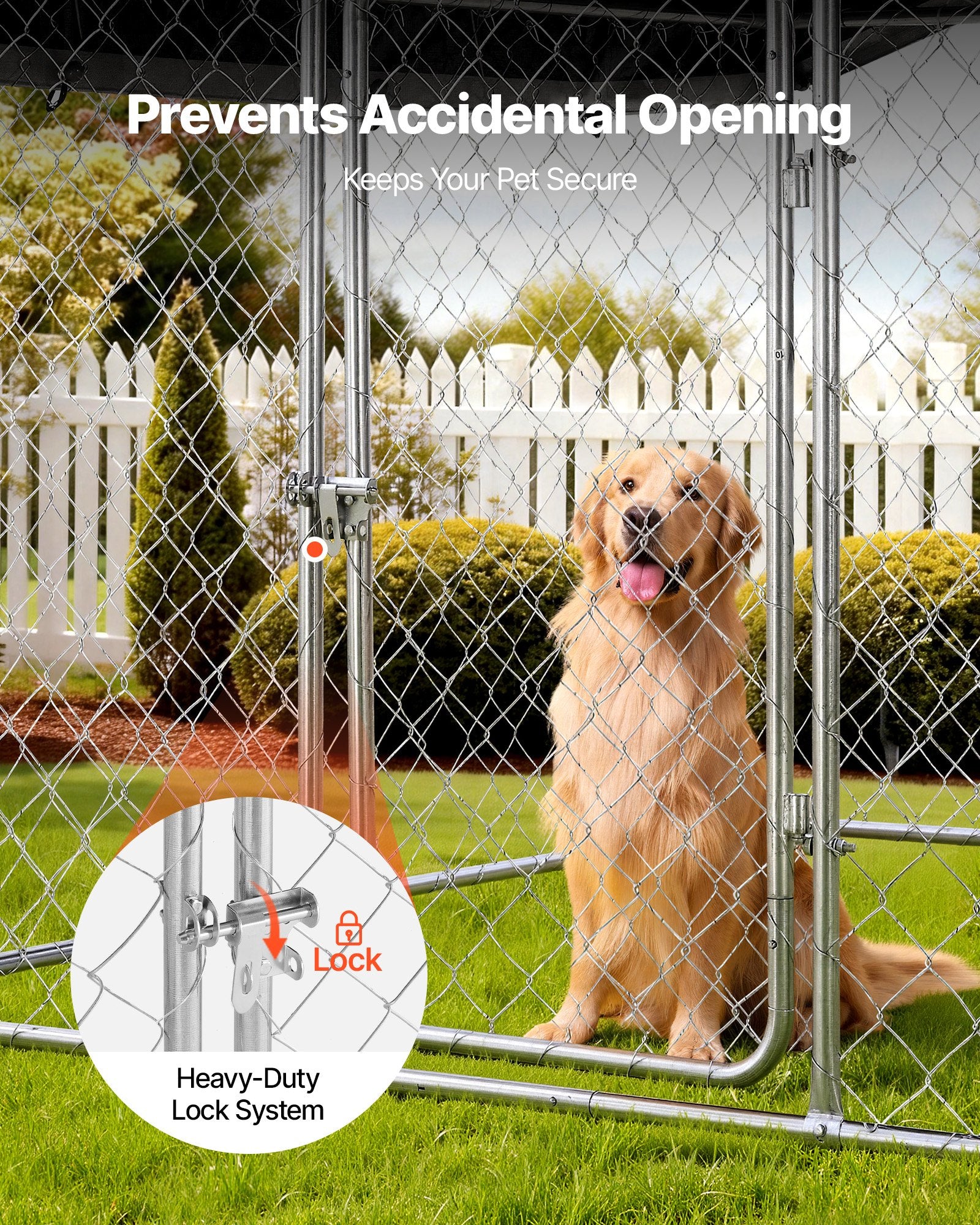 Spacious Outdoor Dog Kennel with Secure Lock, Weatherproof Roof, Heavy Duty Cage for Large Dogs - All-Weather, UV-Resistant, Easy Install