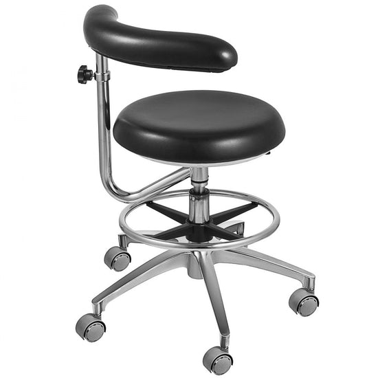 Adjustable Medical Dental Stool Chair with 360° Rotating Armrest and PU Leather for Doctors and Assistants