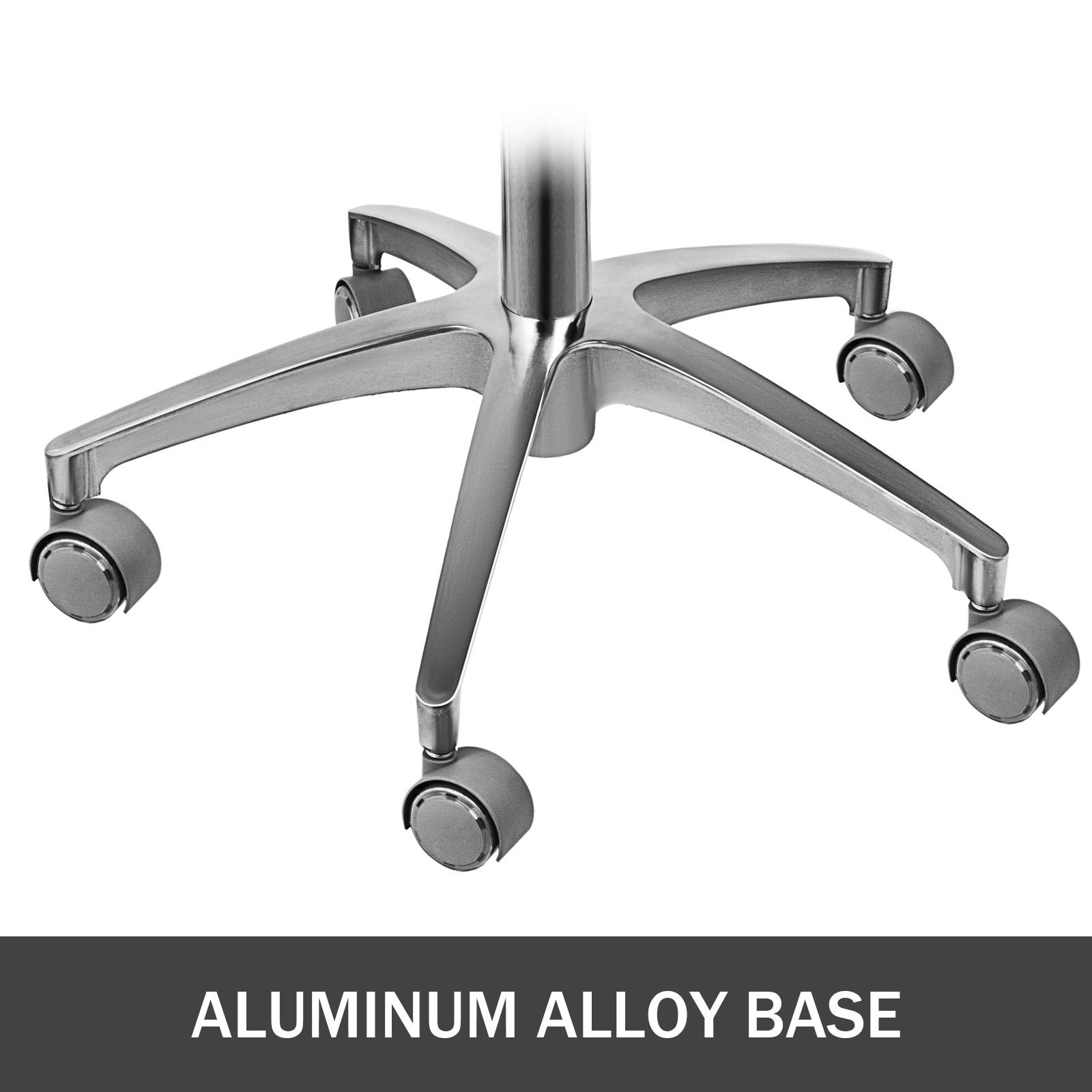 Ergonomic Medical Dental Stool with 360° Rotating Armrest, Adjustable PU Leather Seat, Aluminum Base, Mute Casters for Clinics
