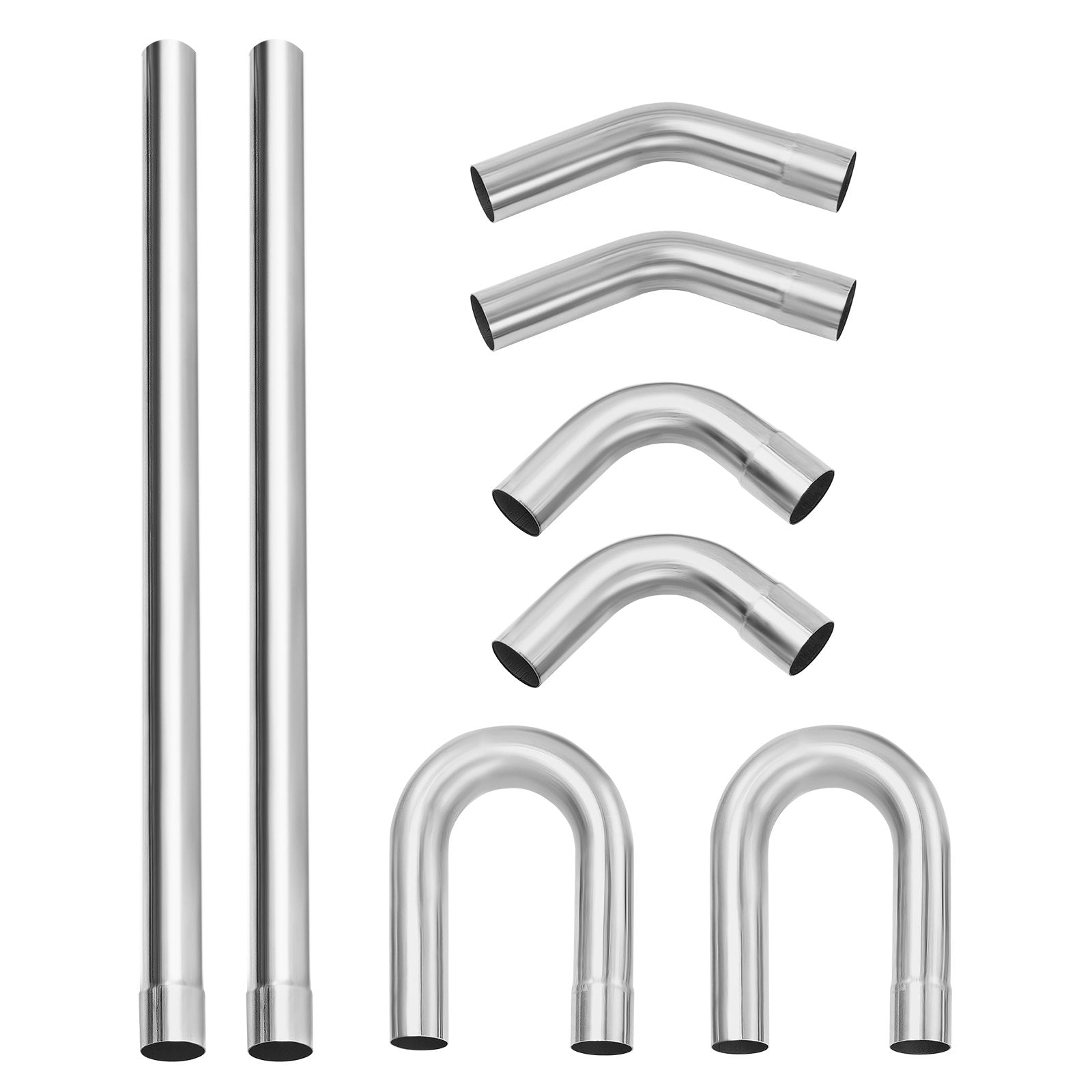 Universal DIY 8-Piece Stainless Steel Exhaust Kit with Slip-Fit Joint, Rust-Proof Tubes for Garage, Auto Repair, and Custom Sound Enhancement