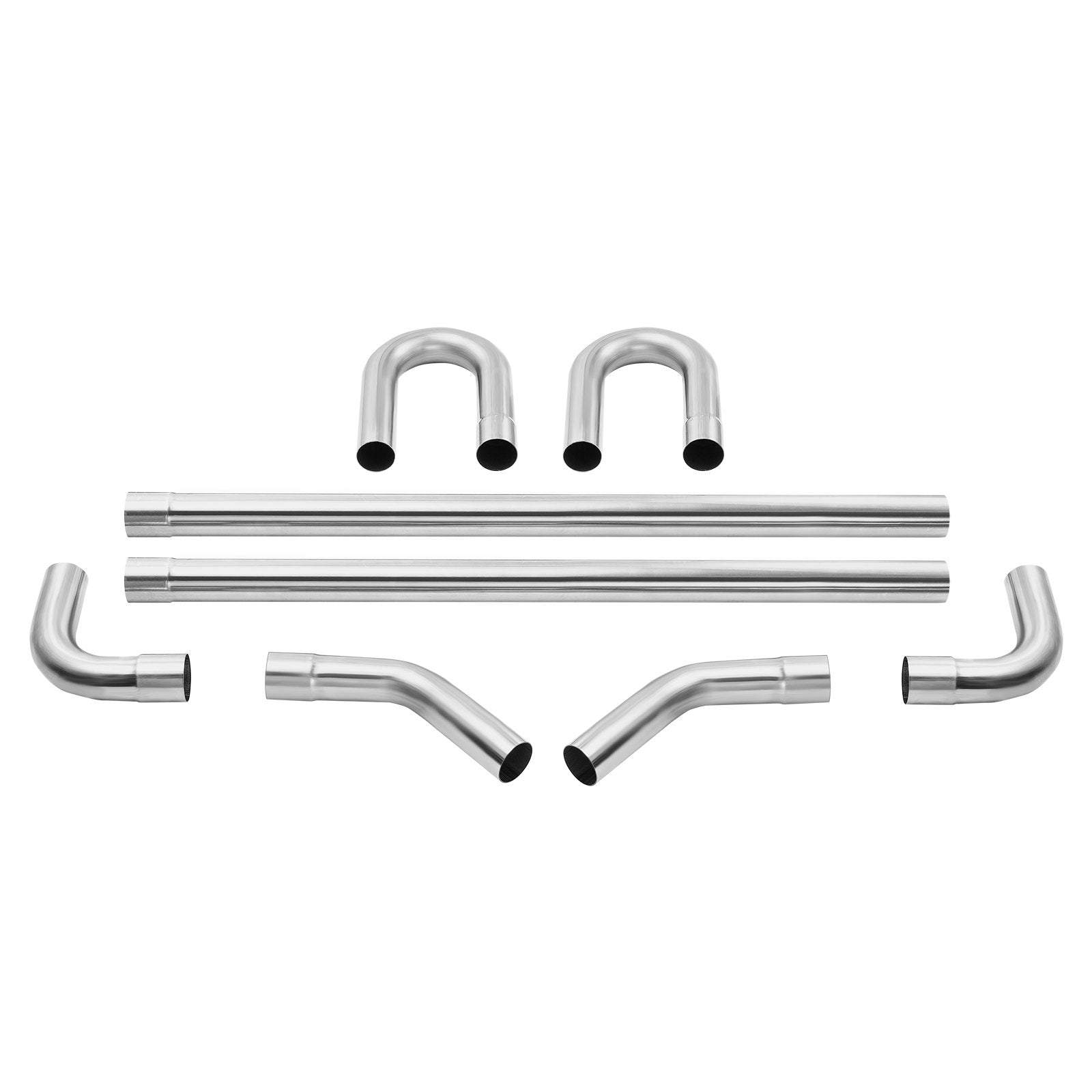 Universal DIY 8-Piece Stainless Steel Exhaust Kit with Slip-Fit Joint, Rust-Proof Tubes for Garage, Auto Repair, and Custom Sound Enhancement