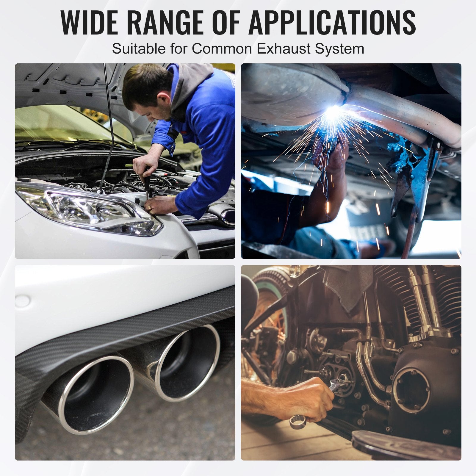 Universal 8-Piece Exhaust Kit with Slip-Fit Joint, Rust-Proof Galvanized Steel Pipes for Auto Repair, Garage, and 4S Stores, Enhanced Efficiency