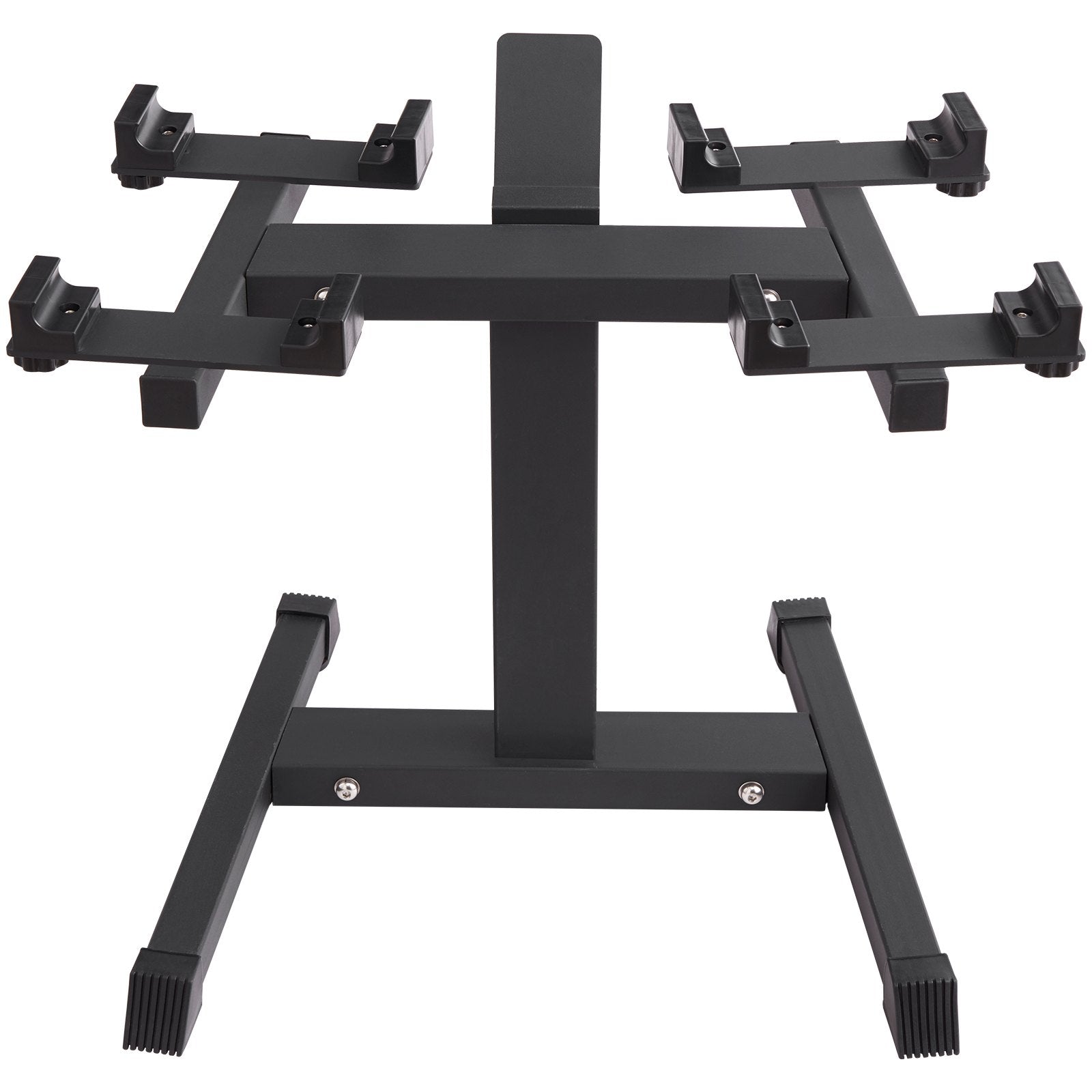 Compact Adjustable Dumbbell Stand with Media Rack - Sturdy Home Gym Weight Holder for Safe, Convenient Strength Training and Storage