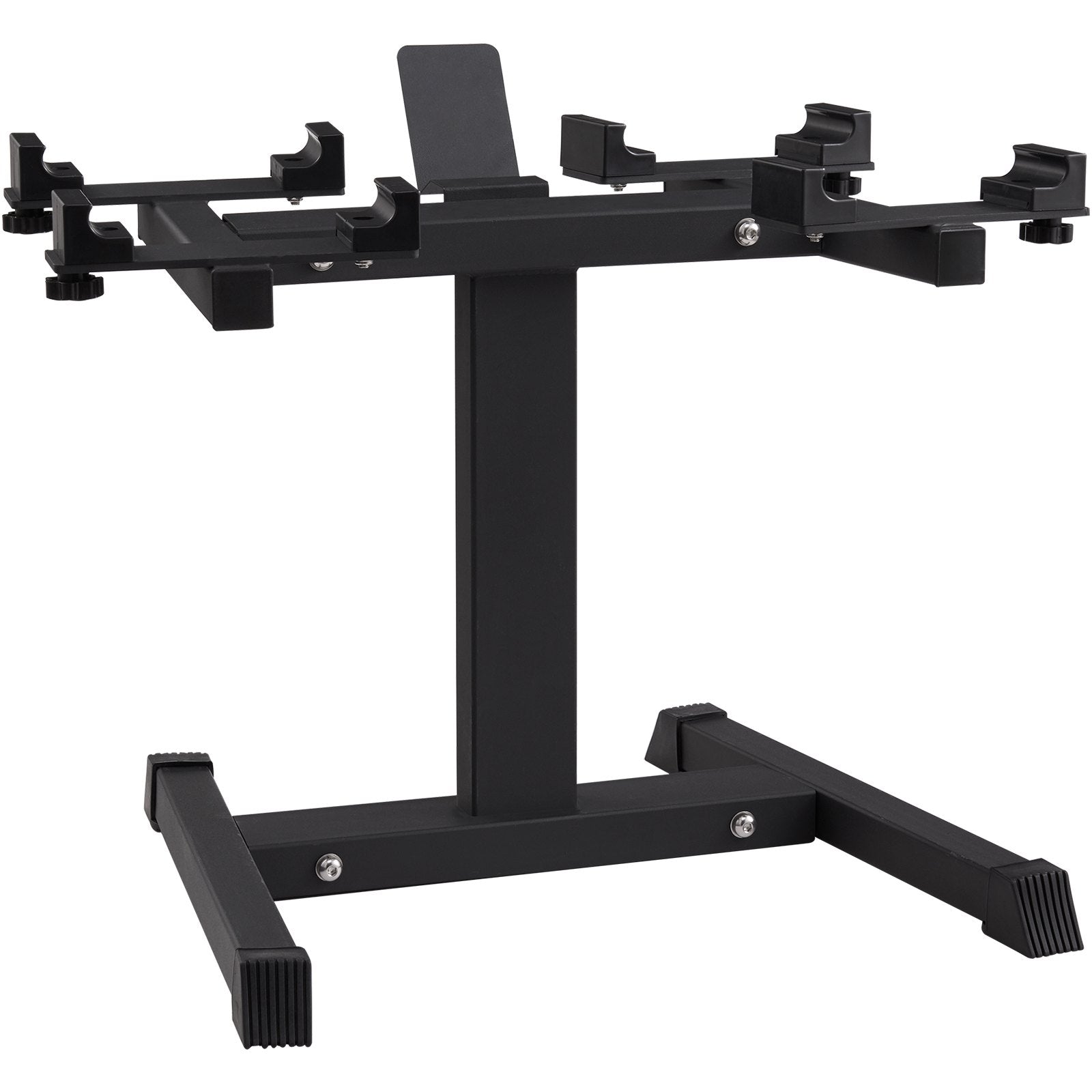 Compact Adjustable Dumbbell Stand with Media Rack - Sturdy Home Gym Weight Holder for Safe, Convenient Strength Training and Storage
