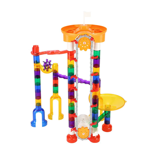 Motorized Marble Run Set for Kids 3+: 153 PCS Maze, 30 Marbles, STEM Educational Building Blocks, Brain Game, Race Track Toy