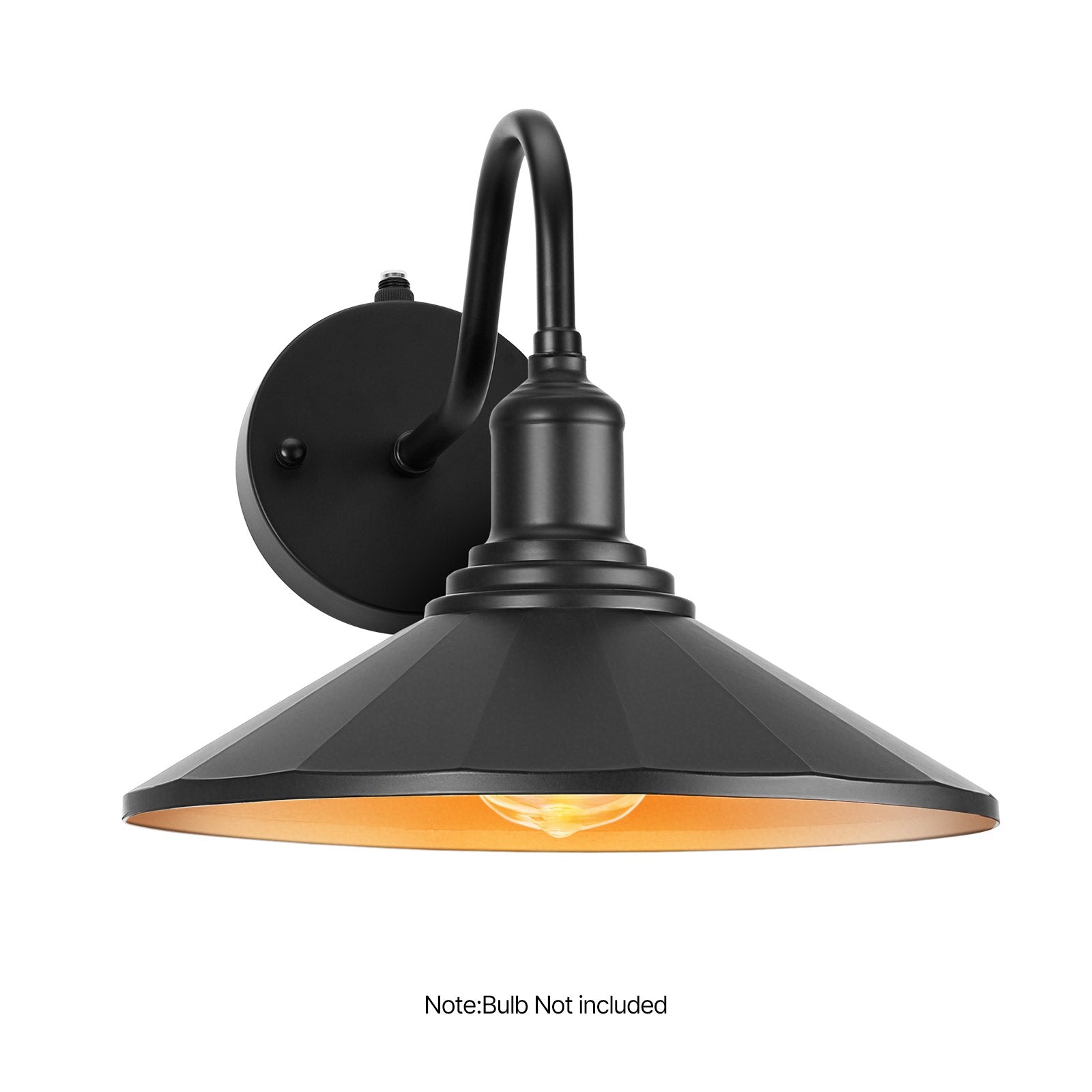 2-Pack Black Farmhouse Gooseneck Barn Light, 11.5" Dusk-to-Dawn Exterior Sconce, Anti-Rust, E26 Bulb for Porch, Garage, Entryway