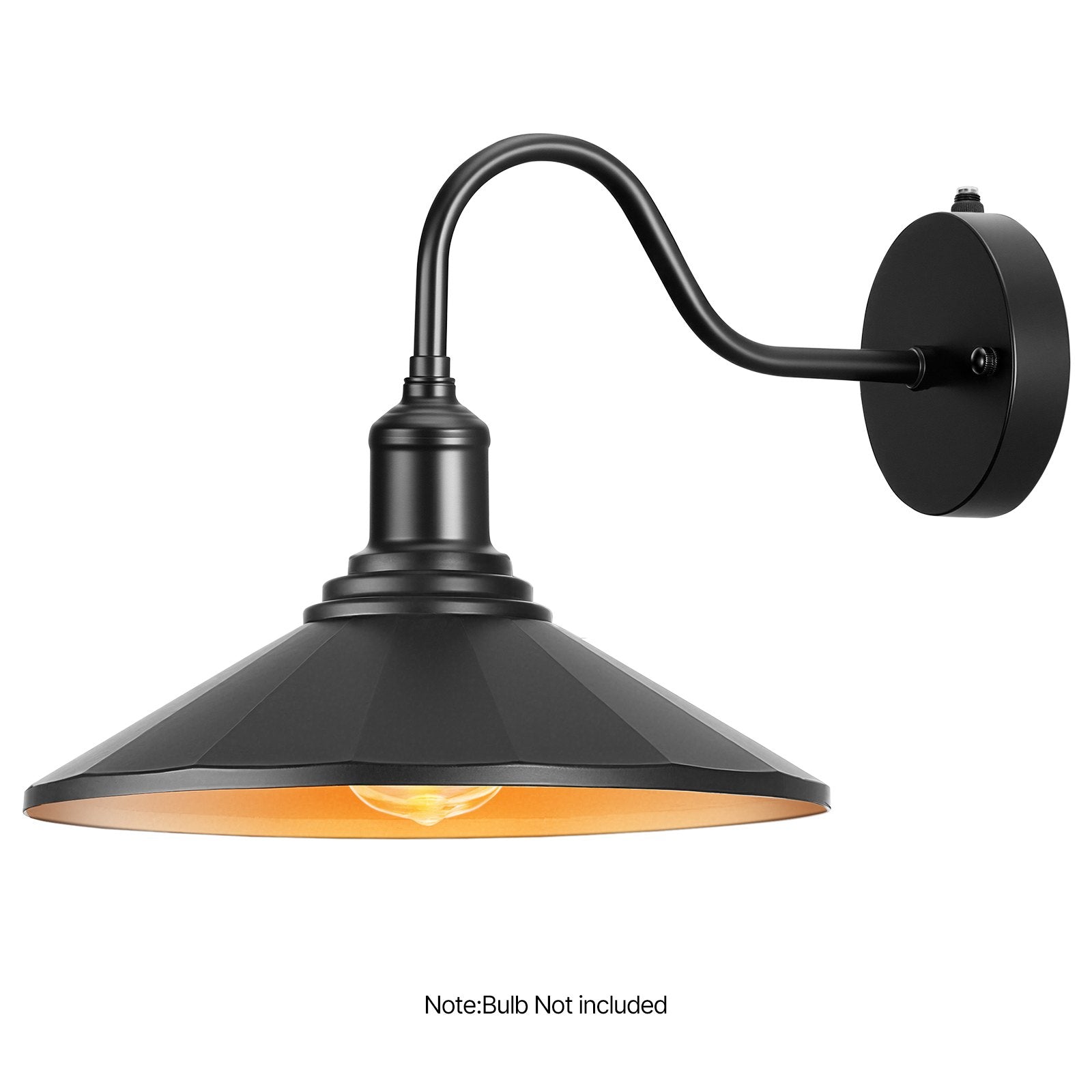 2-Pack Black Farmhouse Gooseneck Barn Light, 11.5" Dusk-to-Dawn Exterior Sconce, Anti-Rust, E26 Bulb for Porch, Garage, Entryway