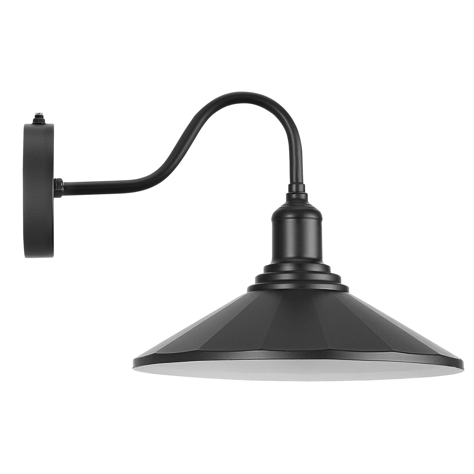 2-Pack Black Farmhouse Gooseneck Barn Light, 11.5" Dusk-to-Dawn Exterior Sconce, Anti-Rust, E26 Bulb for Porch, Garage, Entryway