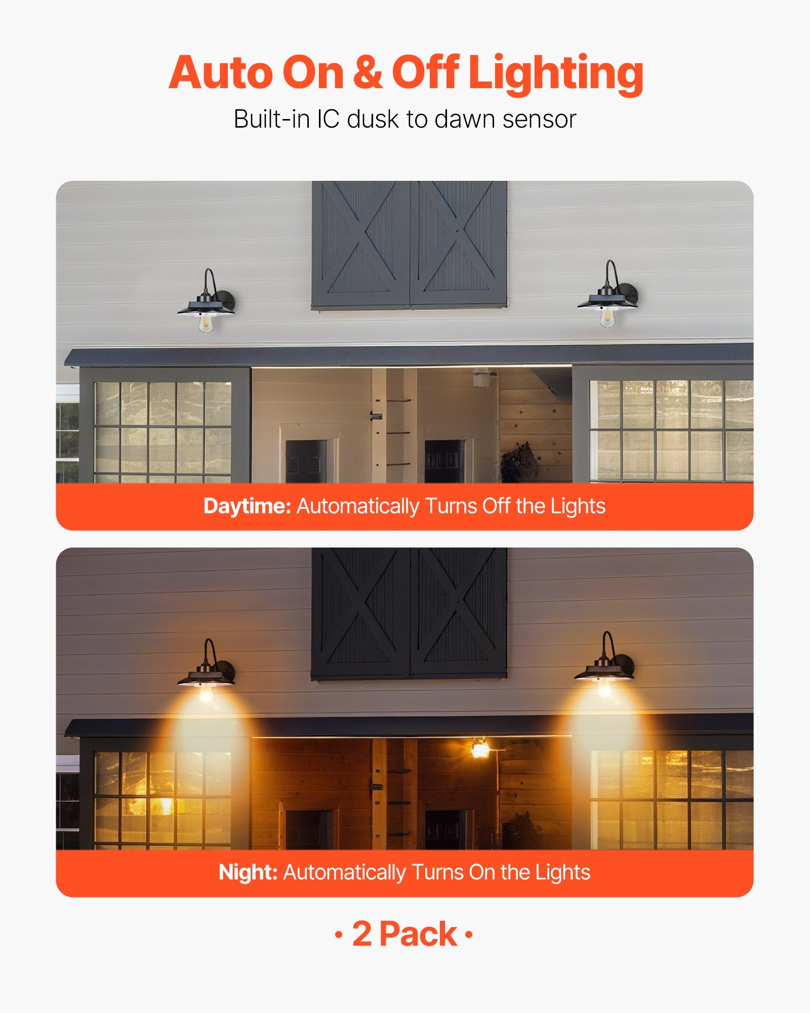 Stylish Solar Barn Light Set, Gooseneck Sconce with Motion Sensor & 3 Modes, Waterproof E27 Compatible for Porch, Garage, Farmhouse Decor