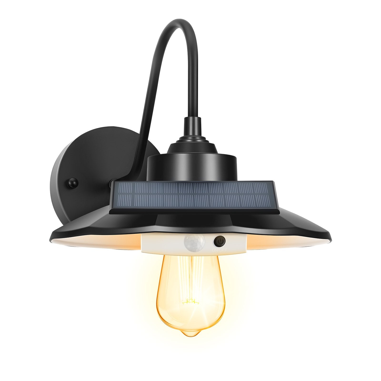Stylish Solar Barn Light Set, Gooseneck Sconce with Motion Sensor & 3 Modes, Waterproof E27 Compatible for Porch, Garage, Farmhouse Decor