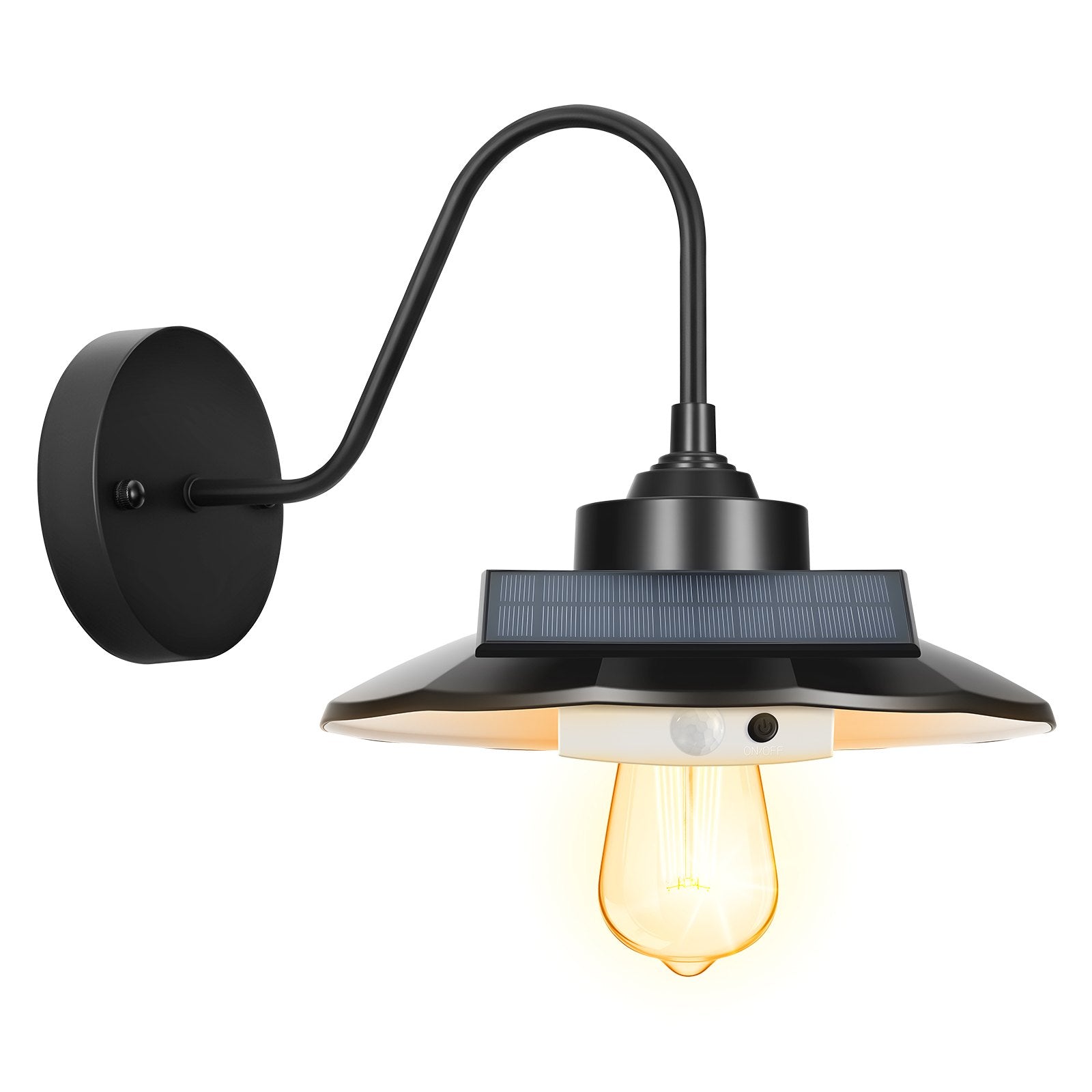 Stylish Solar Barn Light Set, Gooseneck Sconce with Motion Sensor & 3 Modes, Waterproof E27 Compatible for Porch, Garage, Farmhouse Decor