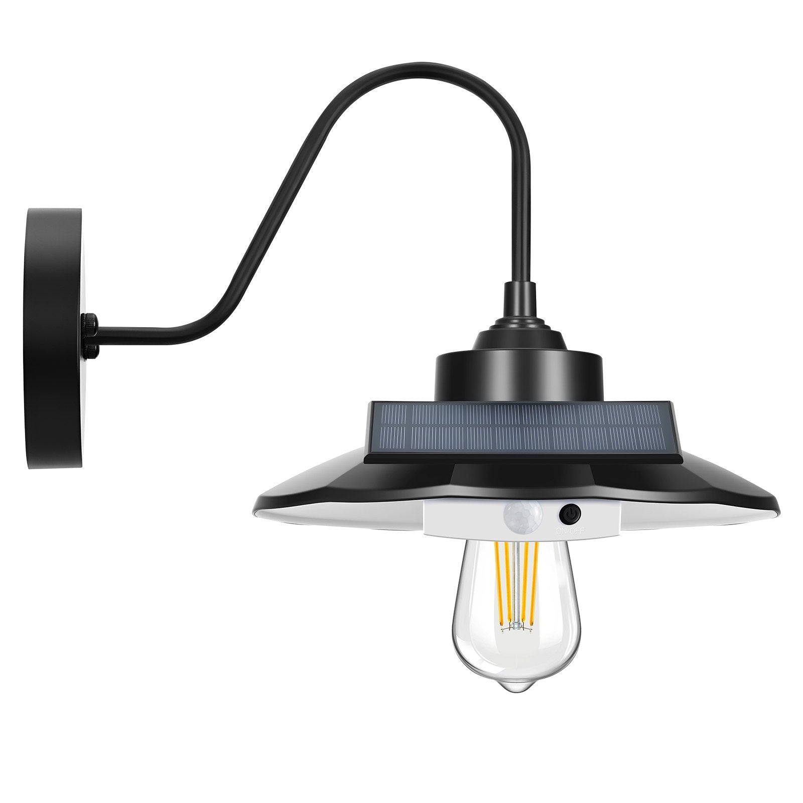 Stylish Solar Barn Light Set, Gooseneck Sconce with Motion Sensor & 3 Modes, Waterproof E27 Compatible for Porch, Garage, Farmhouse Decor