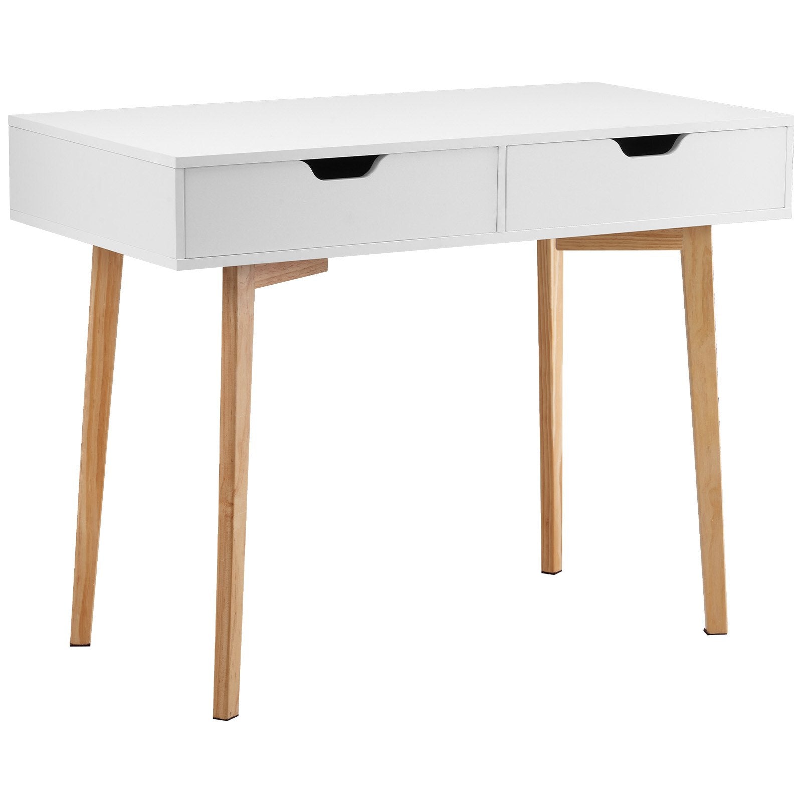 Compact Kids Desk with Storage Drawers, Wooden Study Table for Bedroom - Ideal for Drawing, Reading, Writing, Home Office, White & Wood Finish